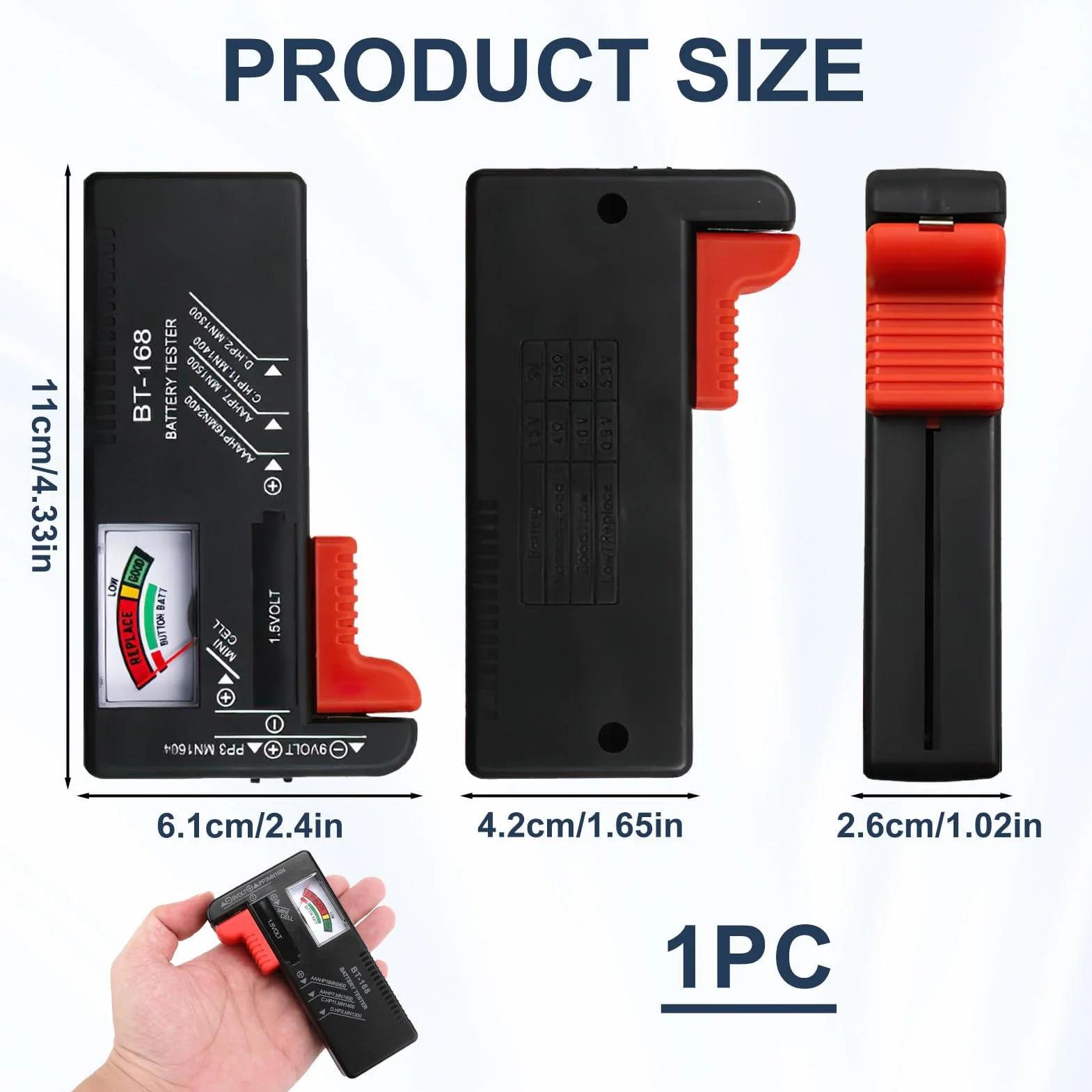 Testeur de Piles Universel pour AA AAA C D 9V Piles Bouton 1.5V Contrôleur de Tension