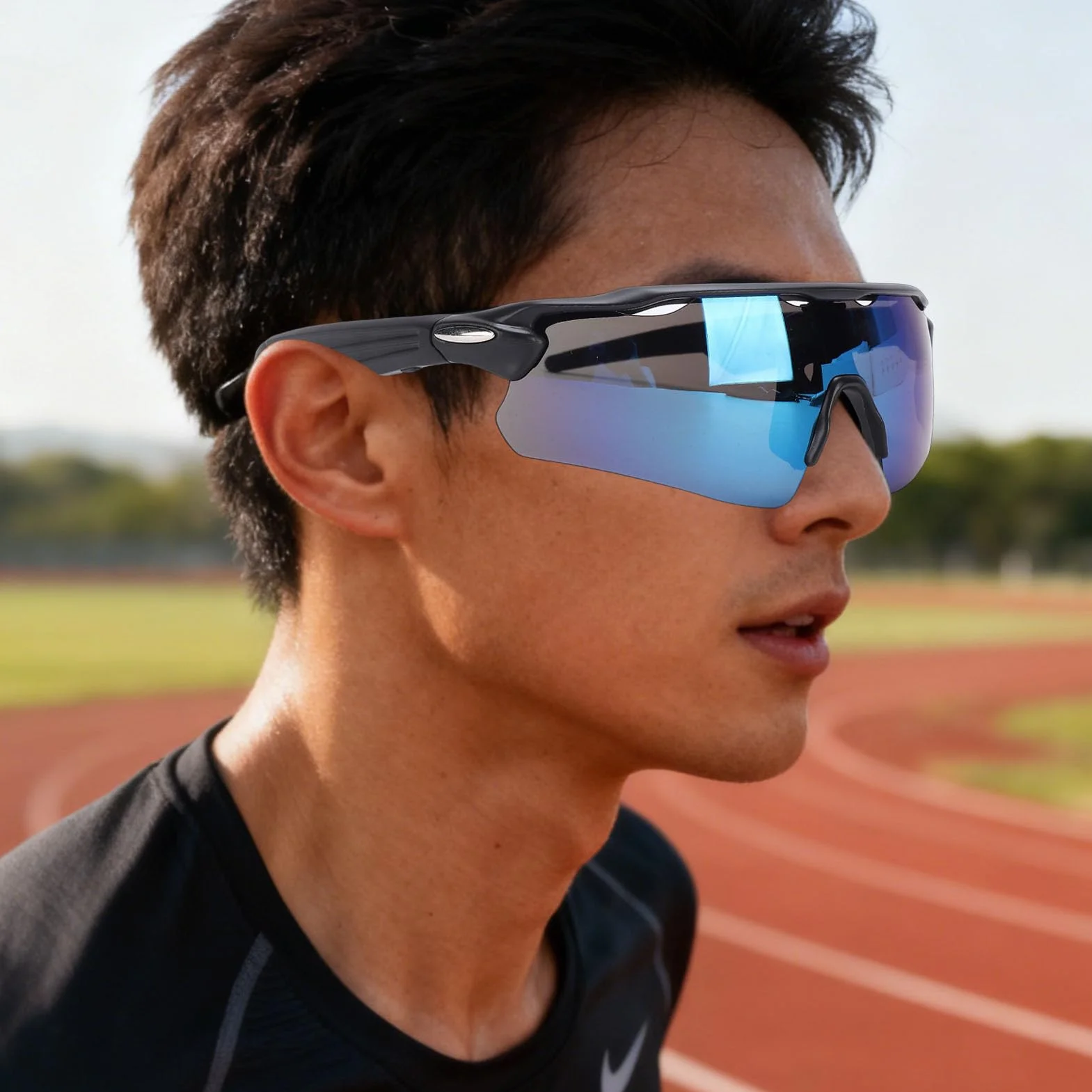 Topiky Lunettes de Soleil Intelligentes de Sport, Lunettes de Cyclisme Bluetooth avec Verres Polarisés, Haut-parleurs de Musique à Oreille Ouverte, de Sport Coupe-Vent,