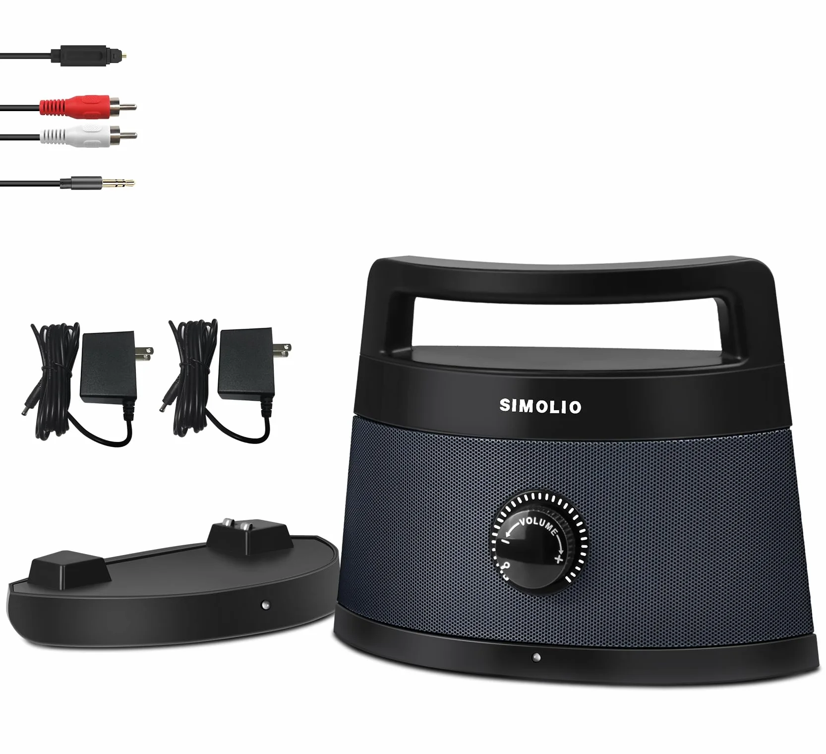 SIMOLIO Enceintes TV sans Fil Seniors Malentendants Bluetooth Haut-parleurs 3 Modes Égalisation Améliorateur Dialogue 164 Pieds