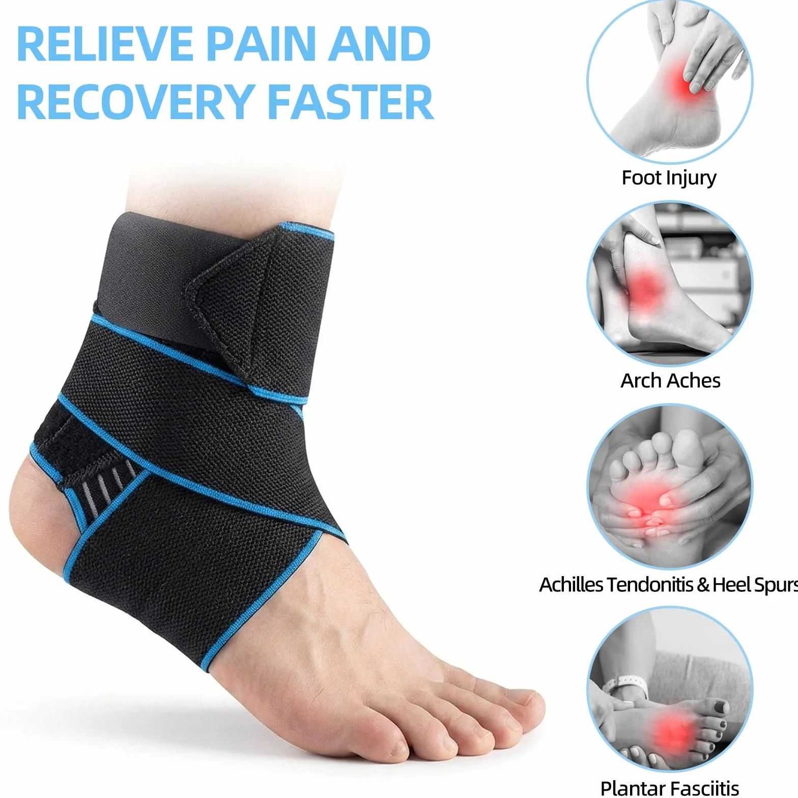 Chevillère Entorse Flexible Ultra Fine Ajustable Maintien Renforcée Unisexe Sport Bleu
