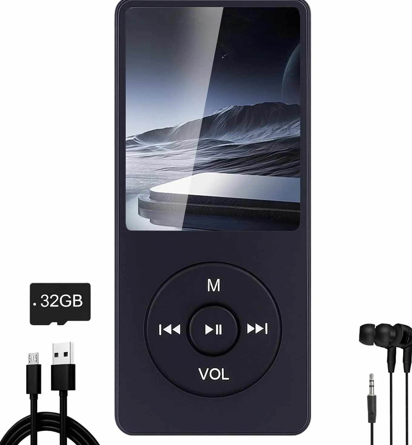 32GB MP3 Lecteur de Musique HiFi Portable sans Perte avec Bleu, with 1.8 inch LCD Screen and Memory Card Slot,Max Support 32GB Memory Card,Appareil Multifonctionnel pour Sport et Enfants