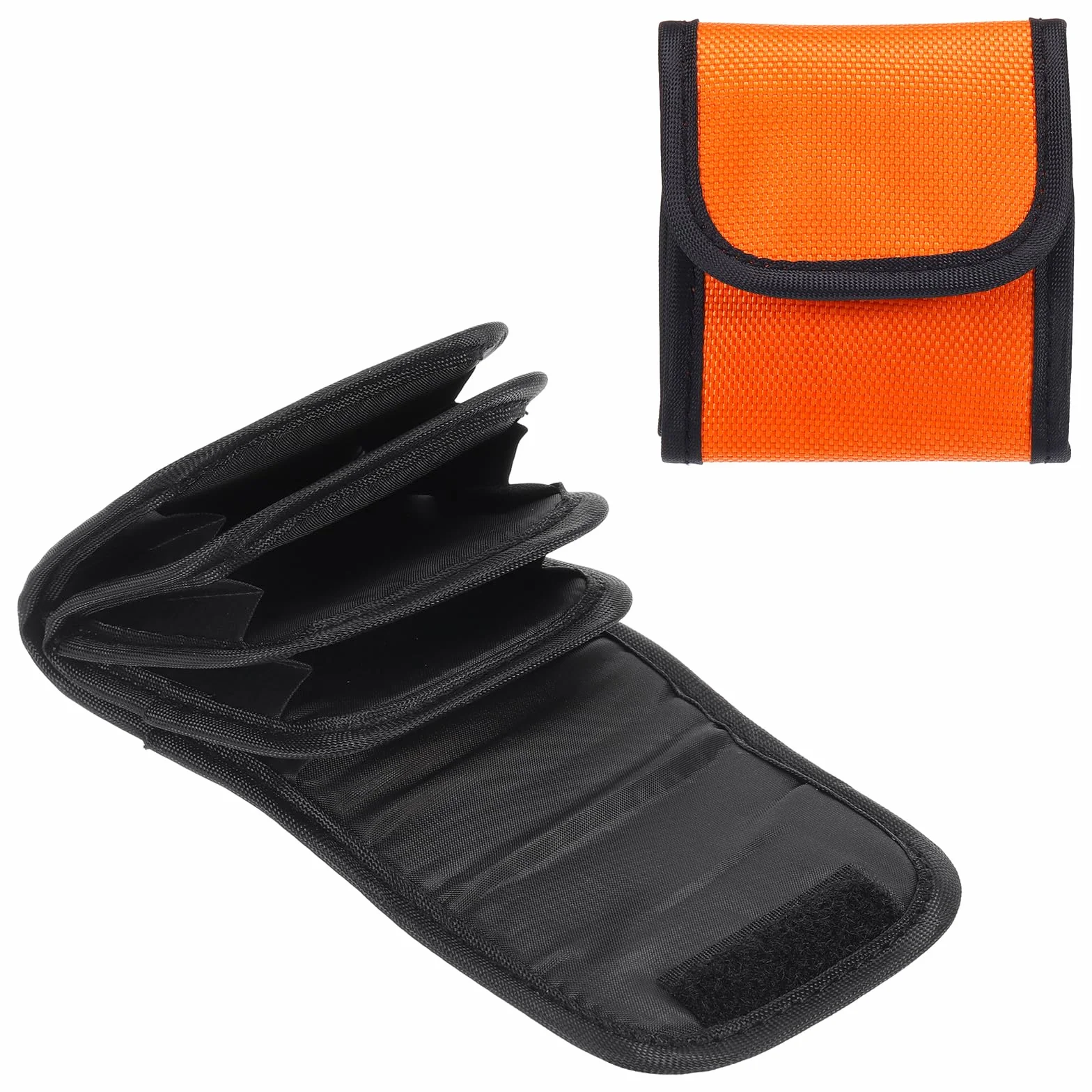 PATIKIL 58 mm Appareil Photo Filtre Boîtier, 4 Poche Appareil Photo Filtre Boîtier Pochette Imperméable Résistant à poussière Filtre Porter Sac pour Photographie Filtre Stockage, Orange