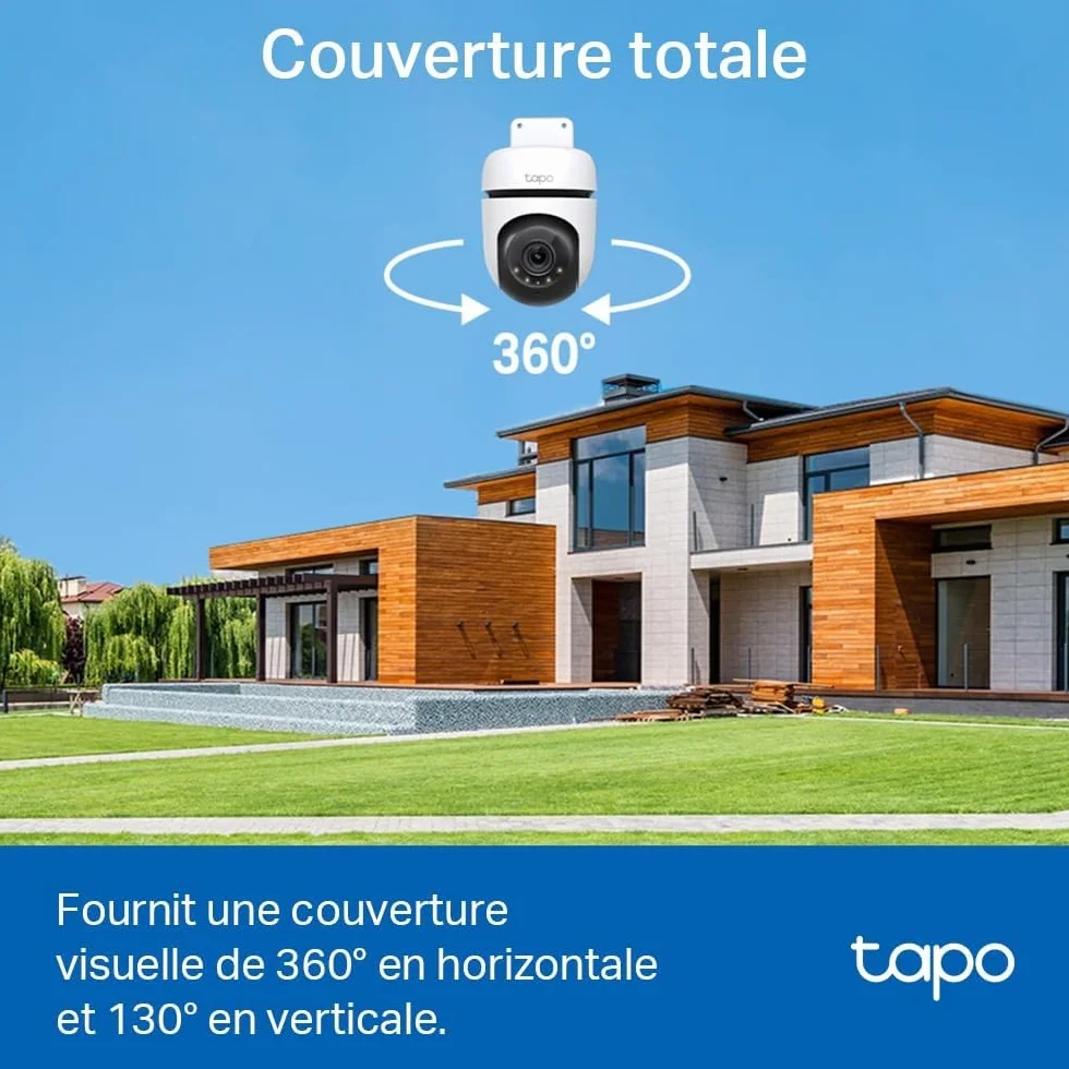 Tapo C510W 2K Caméra de Surveillance WiFi Extérieur 360° Vision Nocturne Couleur IP65
