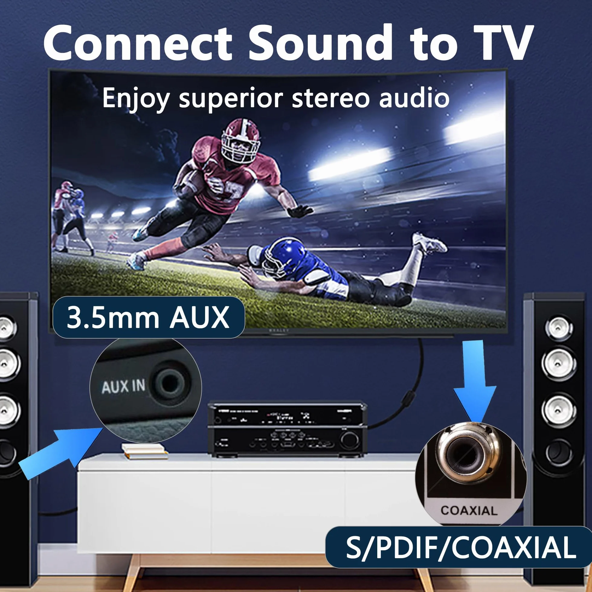 Câble audio stéréo coaxial numérique RCA vers femelle 3,5 mm avec interface USB, pour lecteur Blu-ray, décodeurs, PS4, haut-parleur, amplificateur, TV - 0,2 m