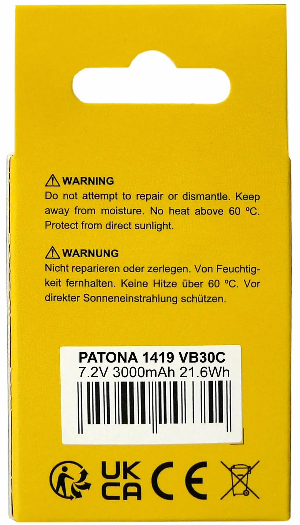 PATONA Batterie VB30 Compatible avec Godox WB100 V1 Pro V850III Flash V860III AD100Pro | USB-C 7.2V 3000mAh Li-ION | Protection Contre la Surcharge et Les Courts-Circuits