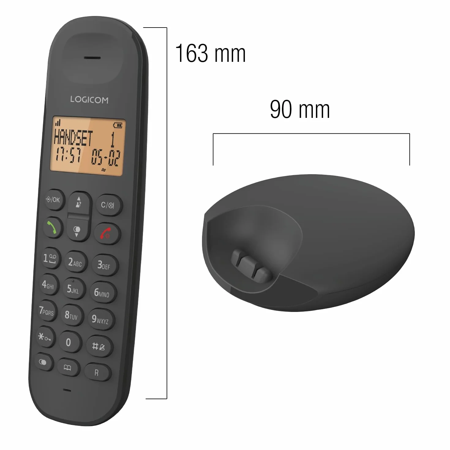 Logicom ILOA 100 Téléphone Fixe sans Fil sans Répondeur - Solo - Téléphones analogiques et dect - Noir
