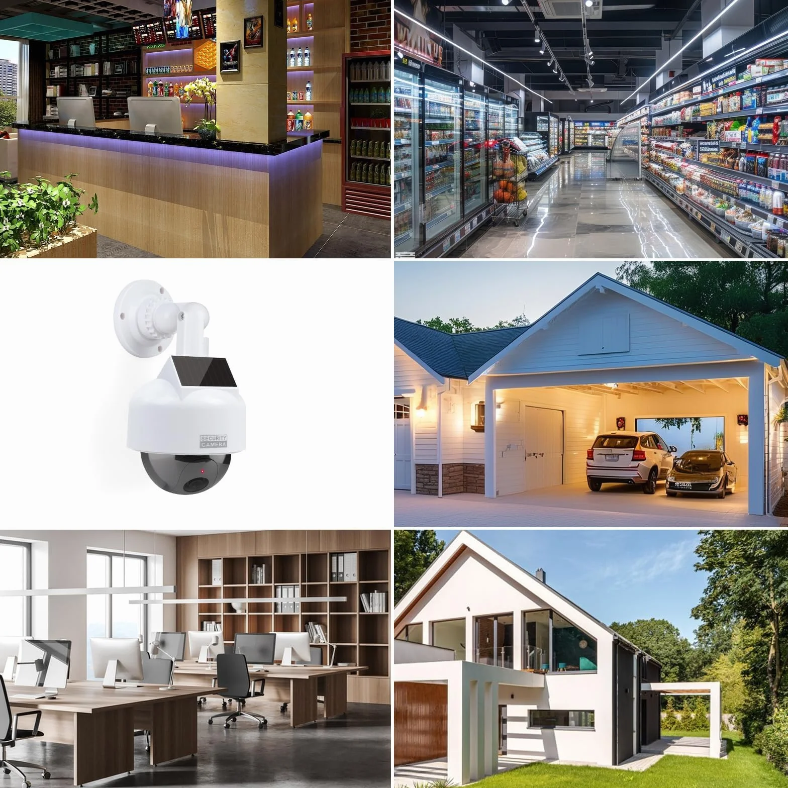 ERWEY Caméra Solaire factice factice avec Objectif - Caméra de Surveillance factice - pour l'intérieur et l'extérieur