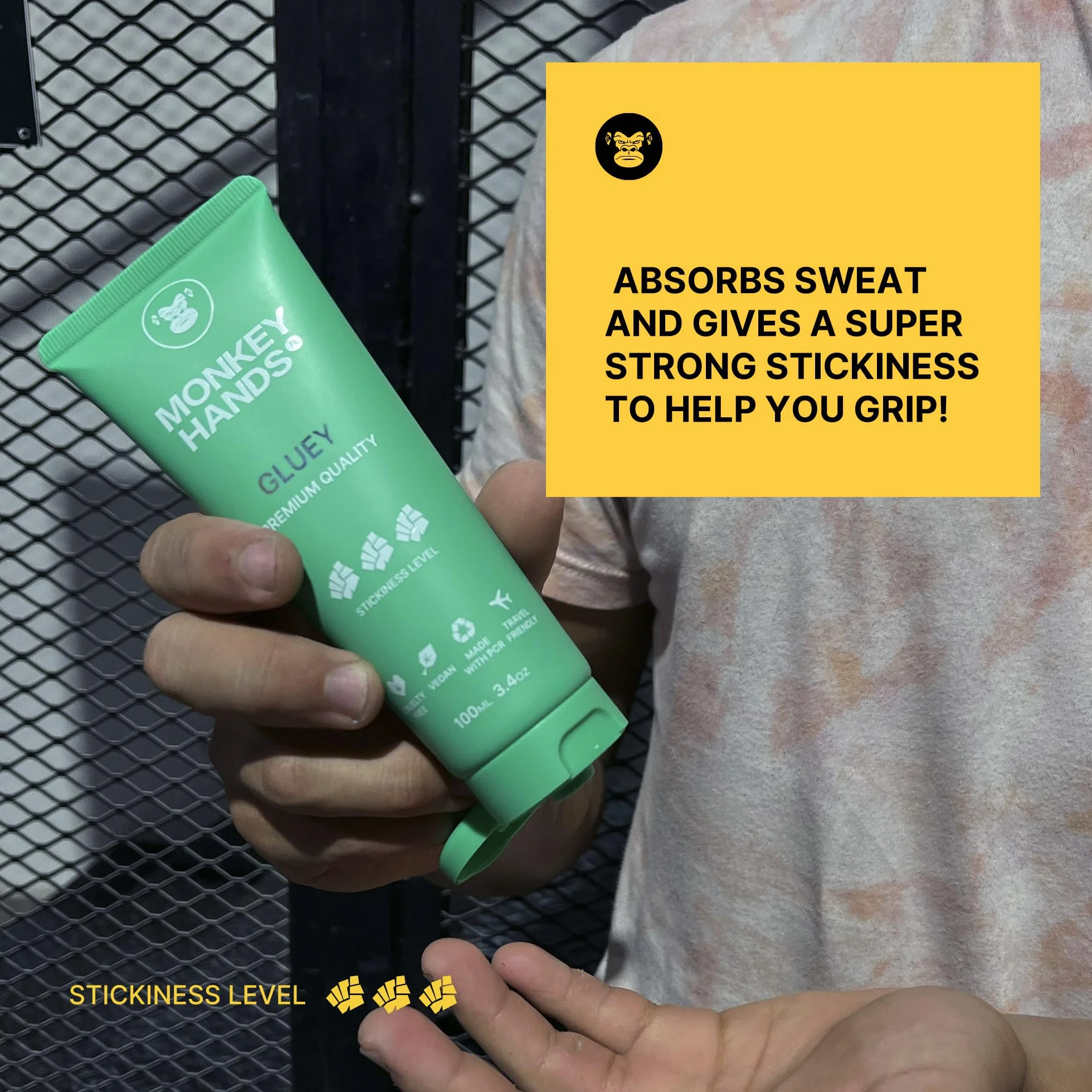 Monkeyhands Combo Grip Booster Dry 50 ml absorbe la transpiration Super Strong Gel Grip Gluey 100 ml pour Pole Dance Calisthenics