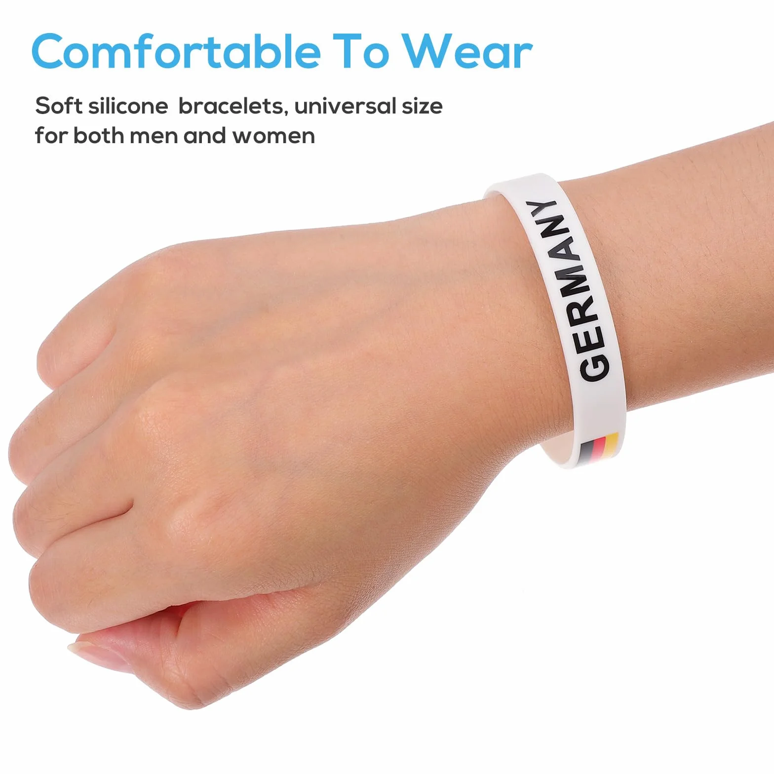 BESPORTBLE Lot de 10 bracelets en silicone Allemagne - Bracelets de sport robustes en caoutchouc