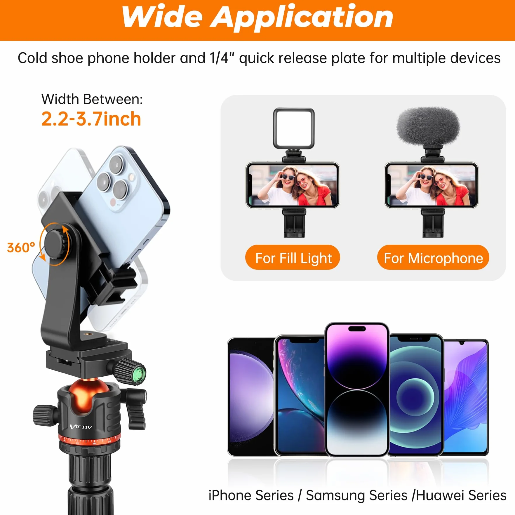 Victiv 200cm Trepied Appareil Photo, Trépied de Voyage Portable & Stable, Trépieds Caméra Aluminium avec 360° Rotule Ball & Monopode Amovible pour Canon Nikon Sony DSLR, Tripod pour iPhone Smartphone