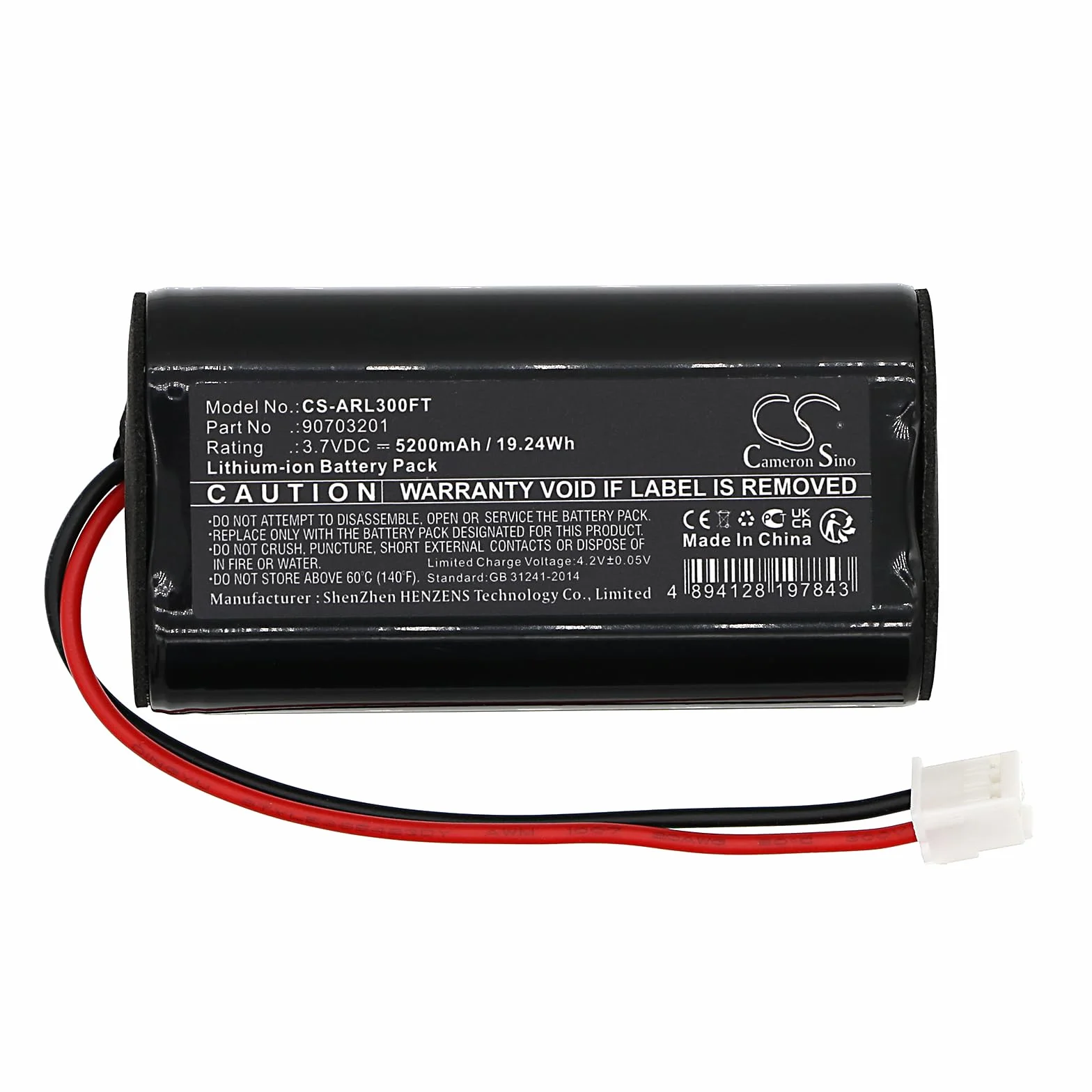 Cameron Sino Batterie de rechange pour ADARO Adalit L-3000, Adalit L-3000 Power, IL-300 PN : ADARO 90703201, L3.60 5200 mAh / 19,24 Wh
