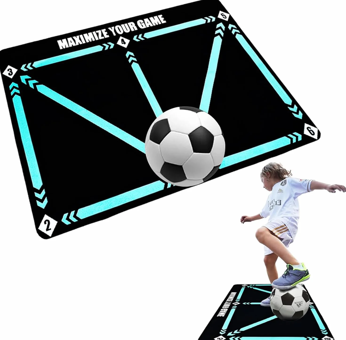 Tapis d'entraînement de football antidérapant bleu - Accessoires de dribble