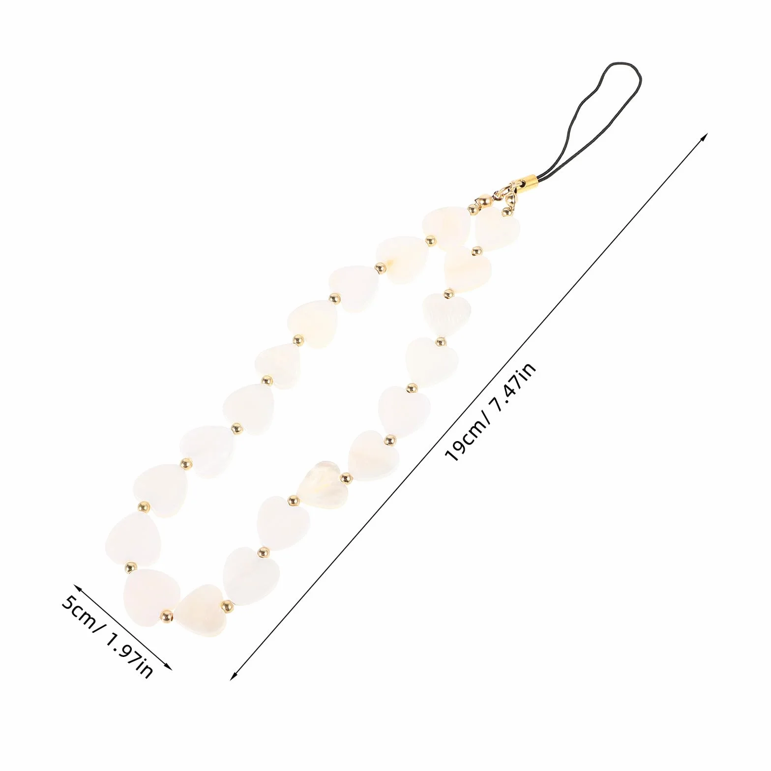 TEHAUX Porte-clés Chaîne Pendentif Cœur en Perles pour Téléphone Portable, Accessoire Décoratif, Chaîne Téléphonique Élégante pour Étui de Téléphone, Bijou pour Femmes, Présent Pratique