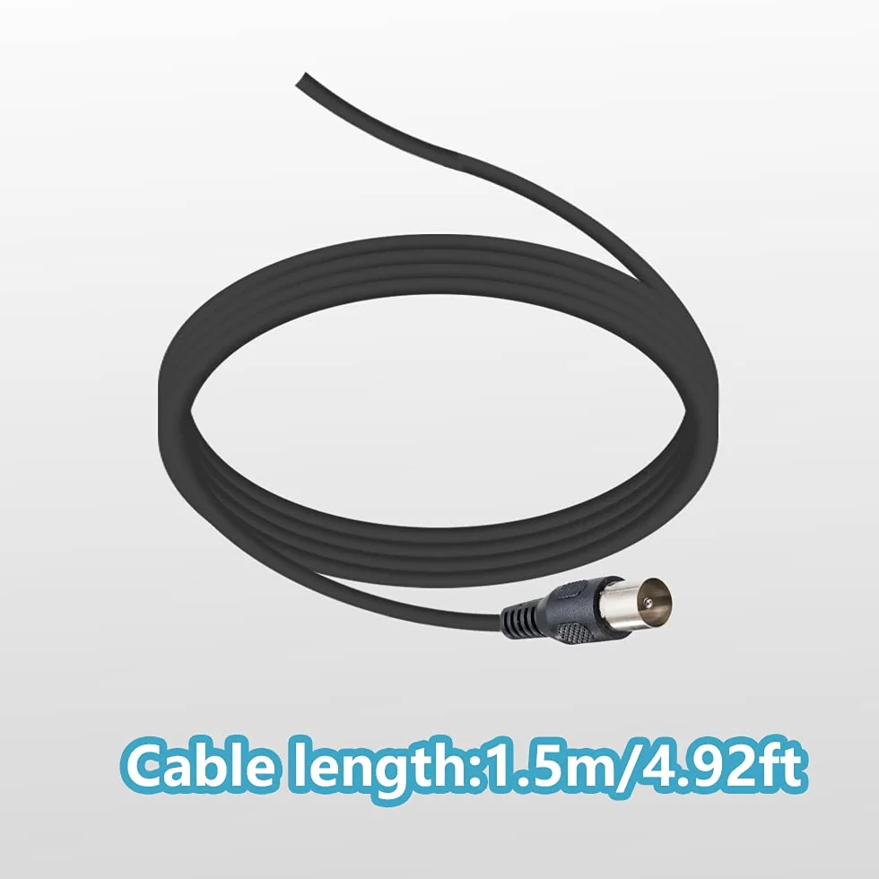 Vecys Antenne DVB-T HDTV pour Smart TV Numérique Intérieure 2dBi avec Base Magnétique Connecteur TV Mâle VHF UHF Mini Antenne TV 1.5m Câble Coaxial RG174 pour DVD LCD Appareils DVB-T