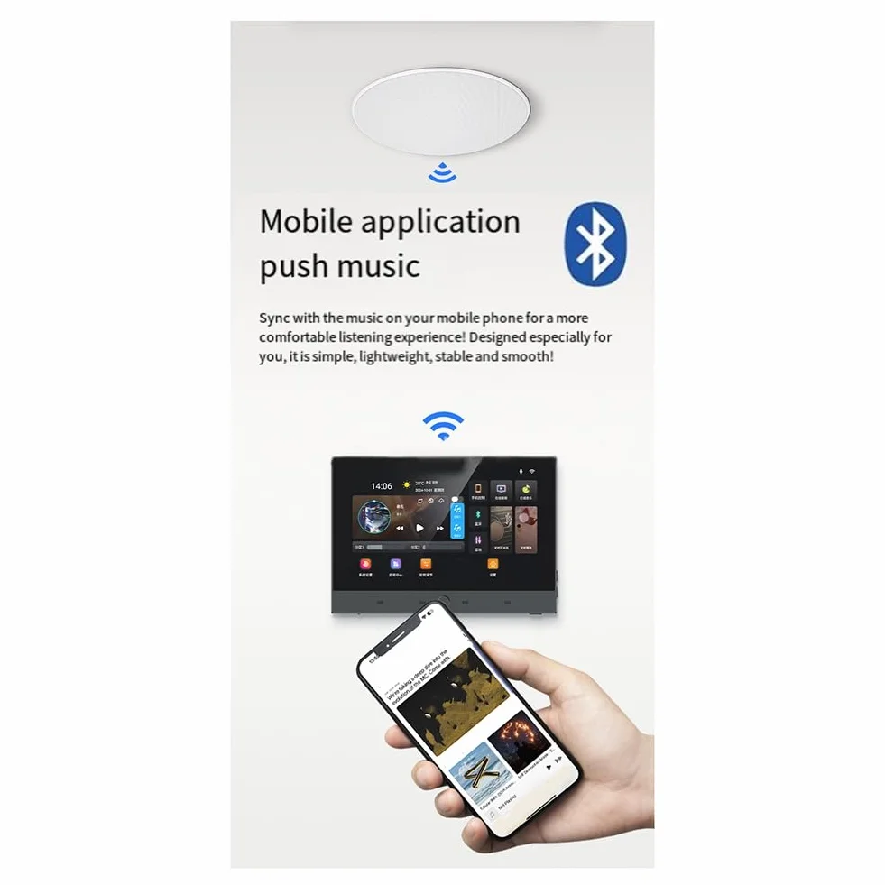 Tuya Système de Musique Smart Home 7 Pouces Android 11 Panneau de Contrôle Amplificateur Mural Système Home-Cinéma Mini Audio Système de Musique de Fond Smart Home TUYA