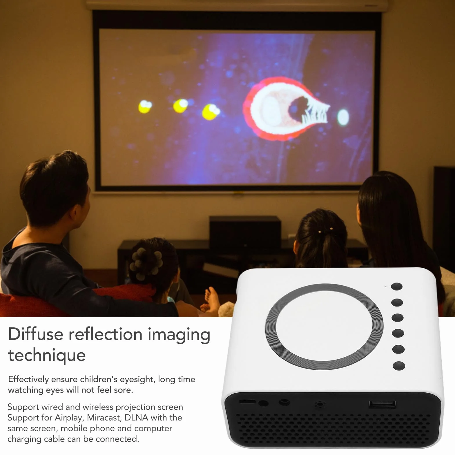 banapoy Mini Projecteur LED Full HD 1080P Portable WiFi Vidéoprojecteur pour téléphone et Ordinateur Blanc