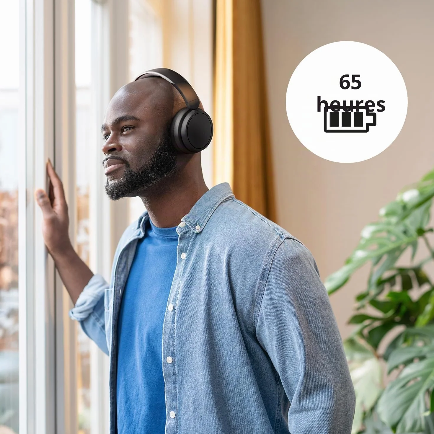 Philips TAH5219BK/00 Casque Bluetooth sans Fil Léger on‑Ear – Jusqu’à 65 h d’autonomie, Son Naturel, appels clairs, Basses dynamiques, Recharge USB‑C 2 h, Housse Souple – Noir