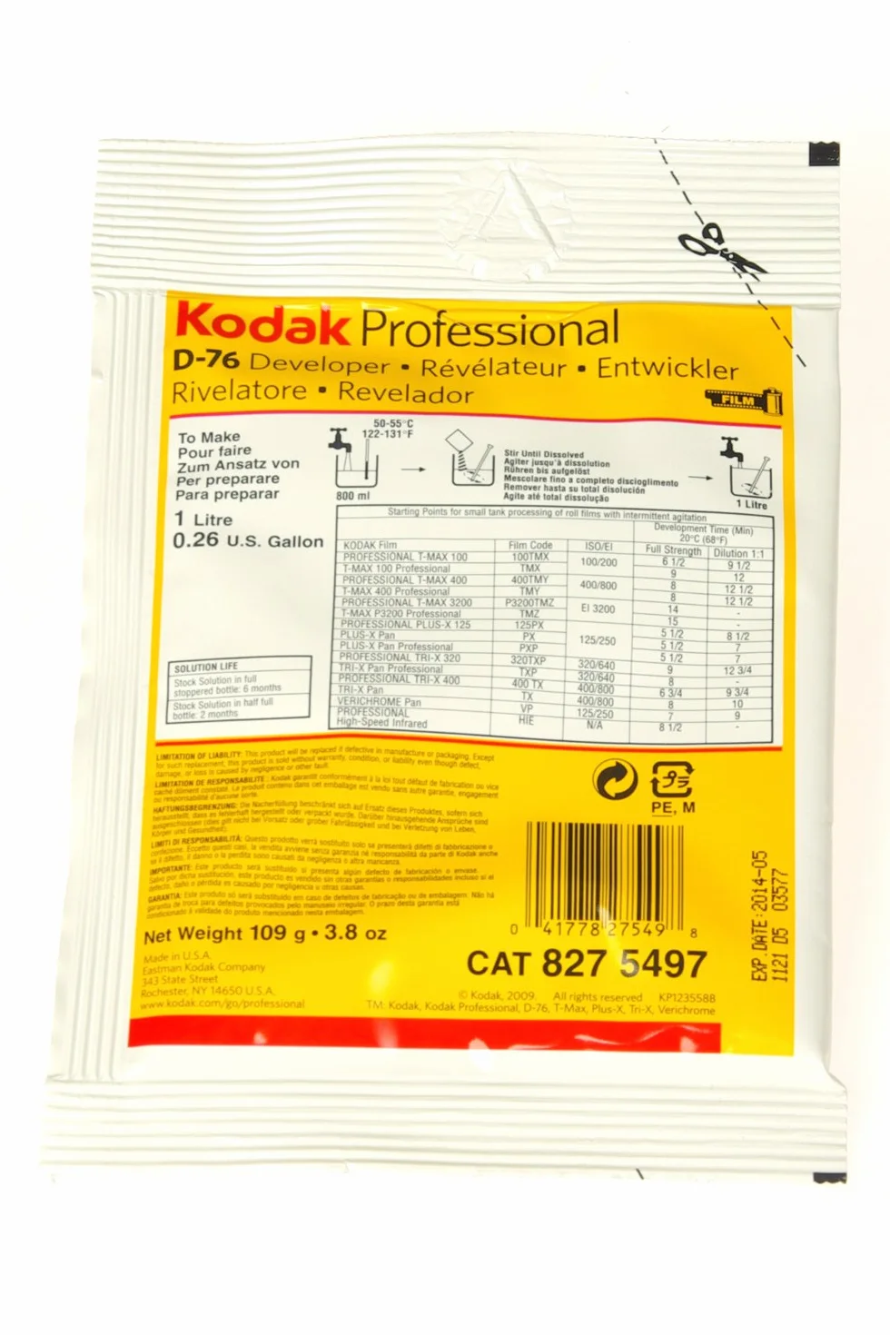 Kodak D76 B & W Poudre Film développeur 1L