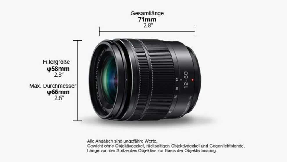 Panasonic H-FS12060E LUMIX G Vario 12-60 mm F3.5-5.6 ASPH. Objectif (Zoom 5X, stabilisateur d'image Power O.I.S, Protection Contre la poussière/Les éclaboussures) Noir (reconditionné)