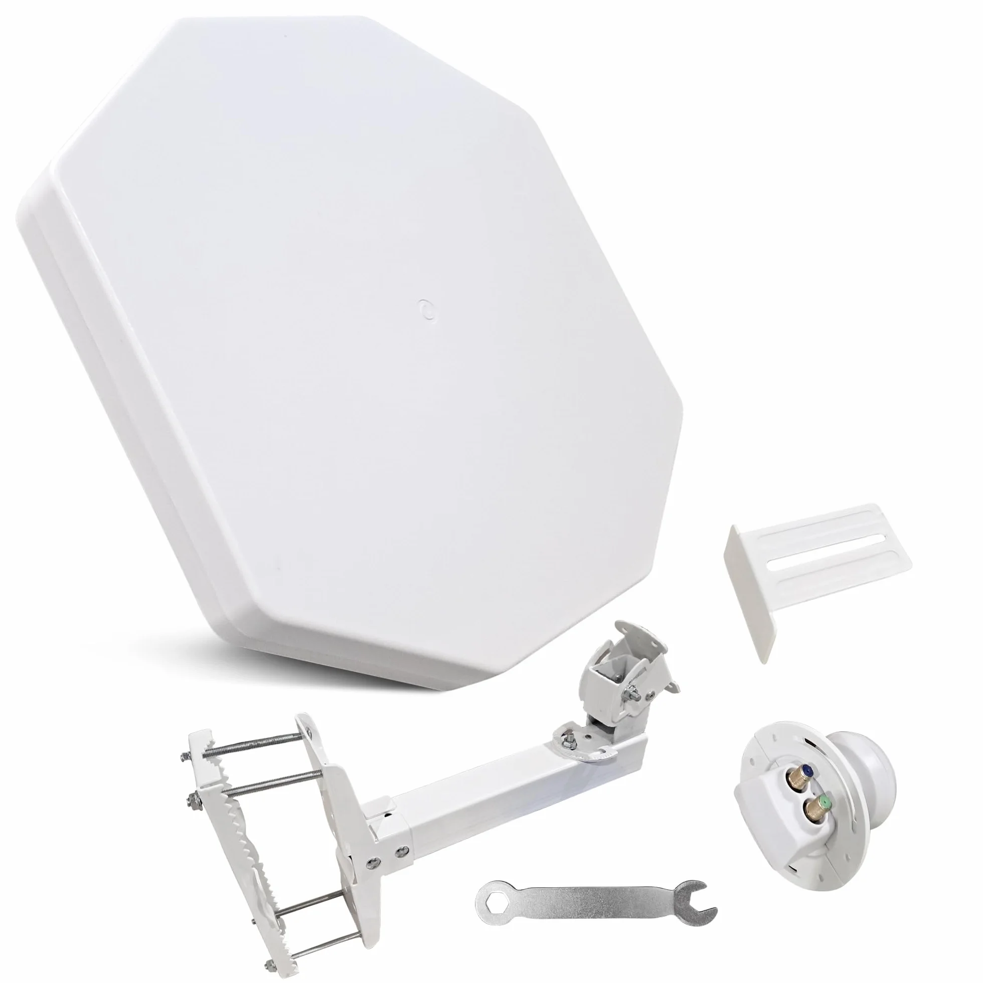 Antenne Parabole Plate avec Un Port / 2 Sorties/Quatre Ports, Idéale pour la Télévision Satellite, Résistante aux Intempéries, Mini-compacte (Twin LNB)