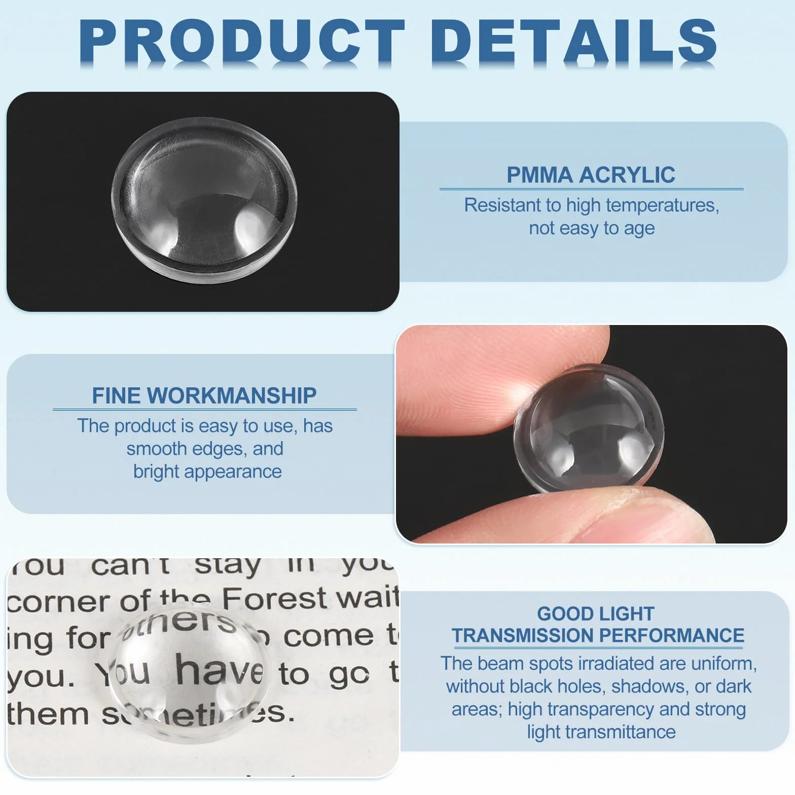 PATIKIL Diamètre 15mm Lentille Plano-Convexe, 15 Pcs Hauteur 5mm PMMA Acrylique LED Optique Lentille Convexe Condenseur avec Bordure pour Voiture Vélo Phare Projecteur, Transparent
