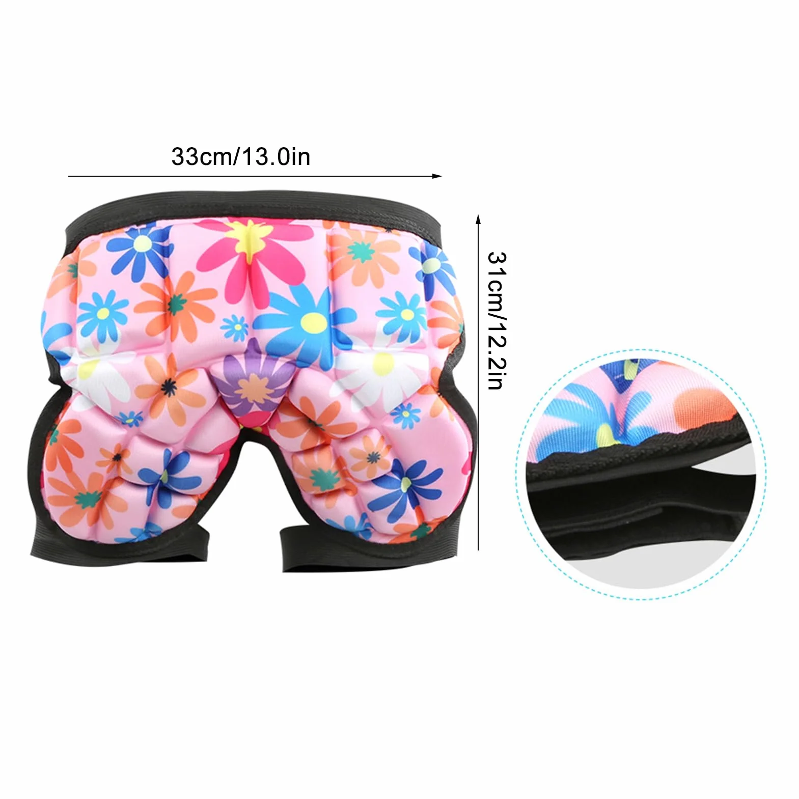 Short Rembourré de Protection des Hanches pour Enfants Snowboard, Équitation (Rouge)
