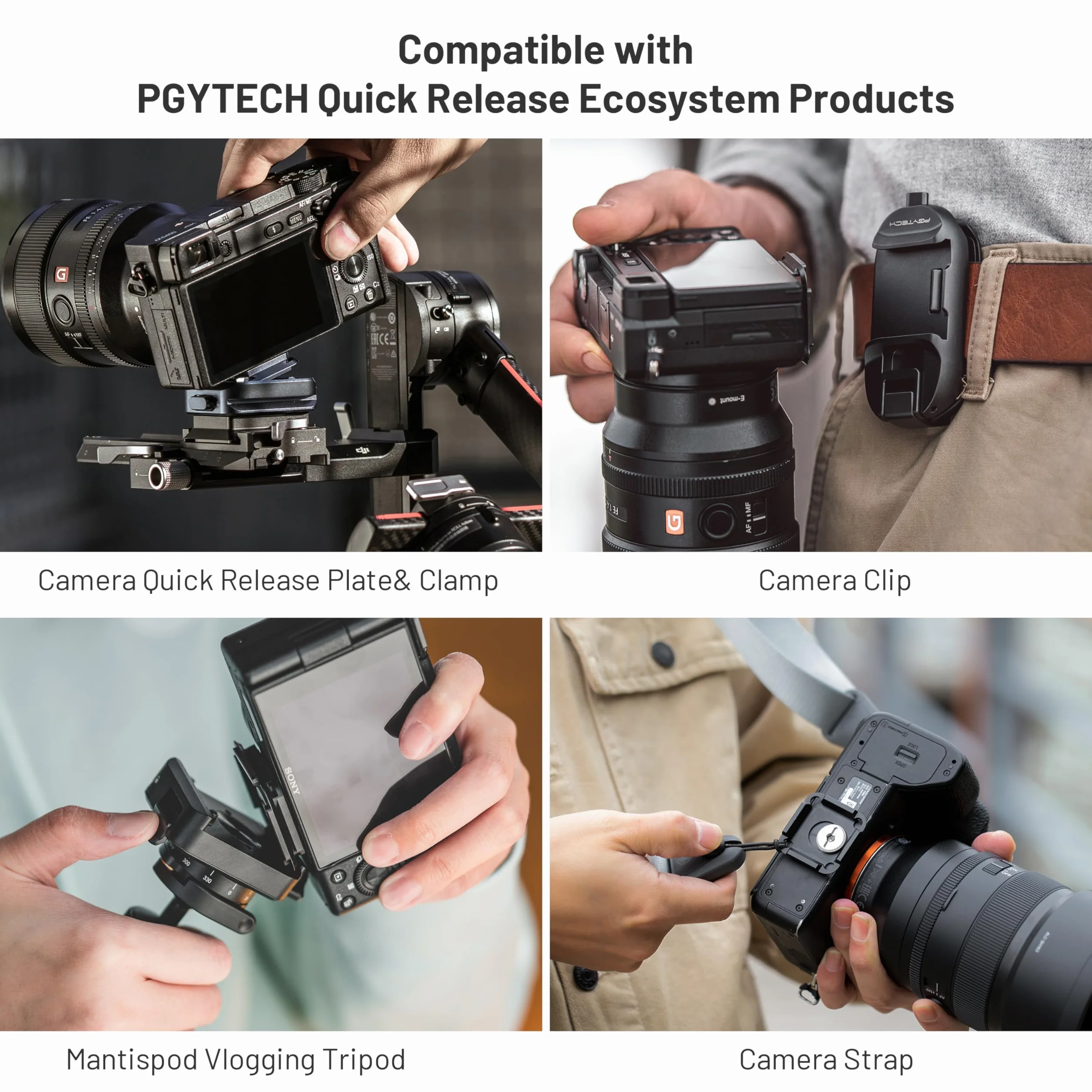 PGYTECH Plateau de Fixation Rapide Arca-Swiss, Montage Multi-Directionnel, Compatible avec Sony, Canon, Nikon et la Plupart des systèmes Photo (Plaque Seule)
