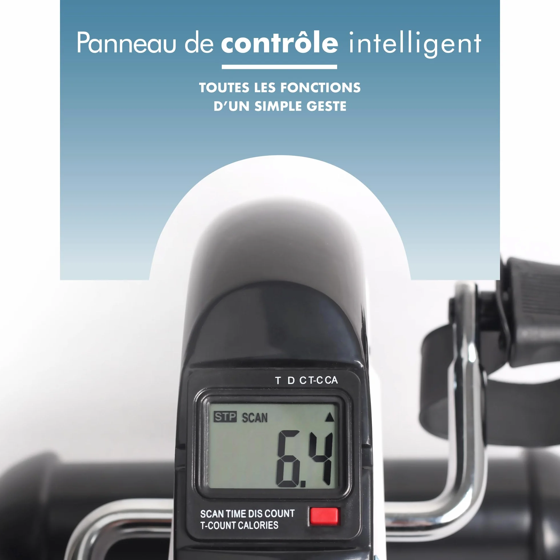 PORTENTUM Pedalier d'Appartement Senior avec écran LCD 6 Fonctions – Mini Velo Bras et Jambes Compact avec résistance réglable