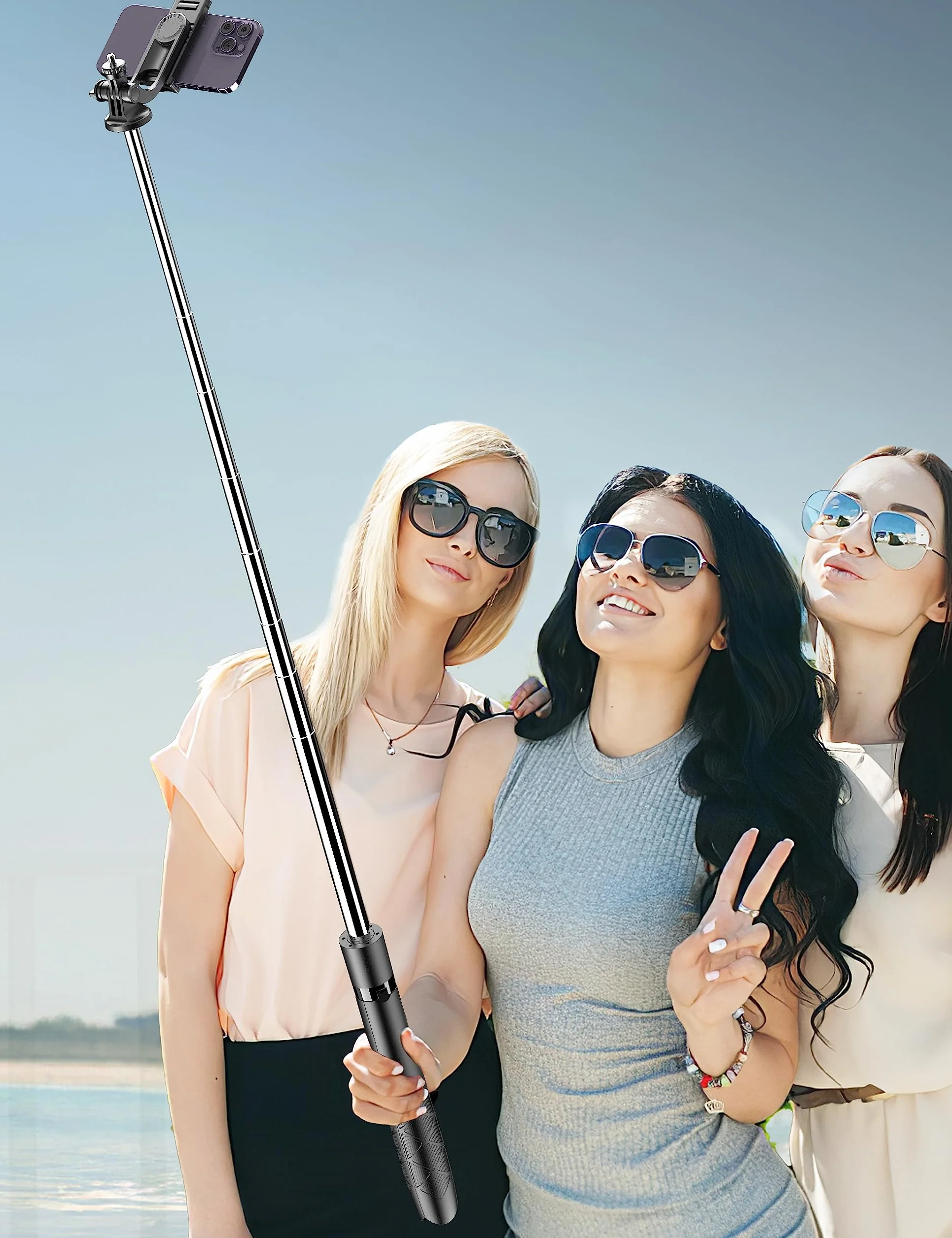 Trépied Selfie Stick 163.5cm avec Télécommande pour Smartphone iPhone Samsung GoPro