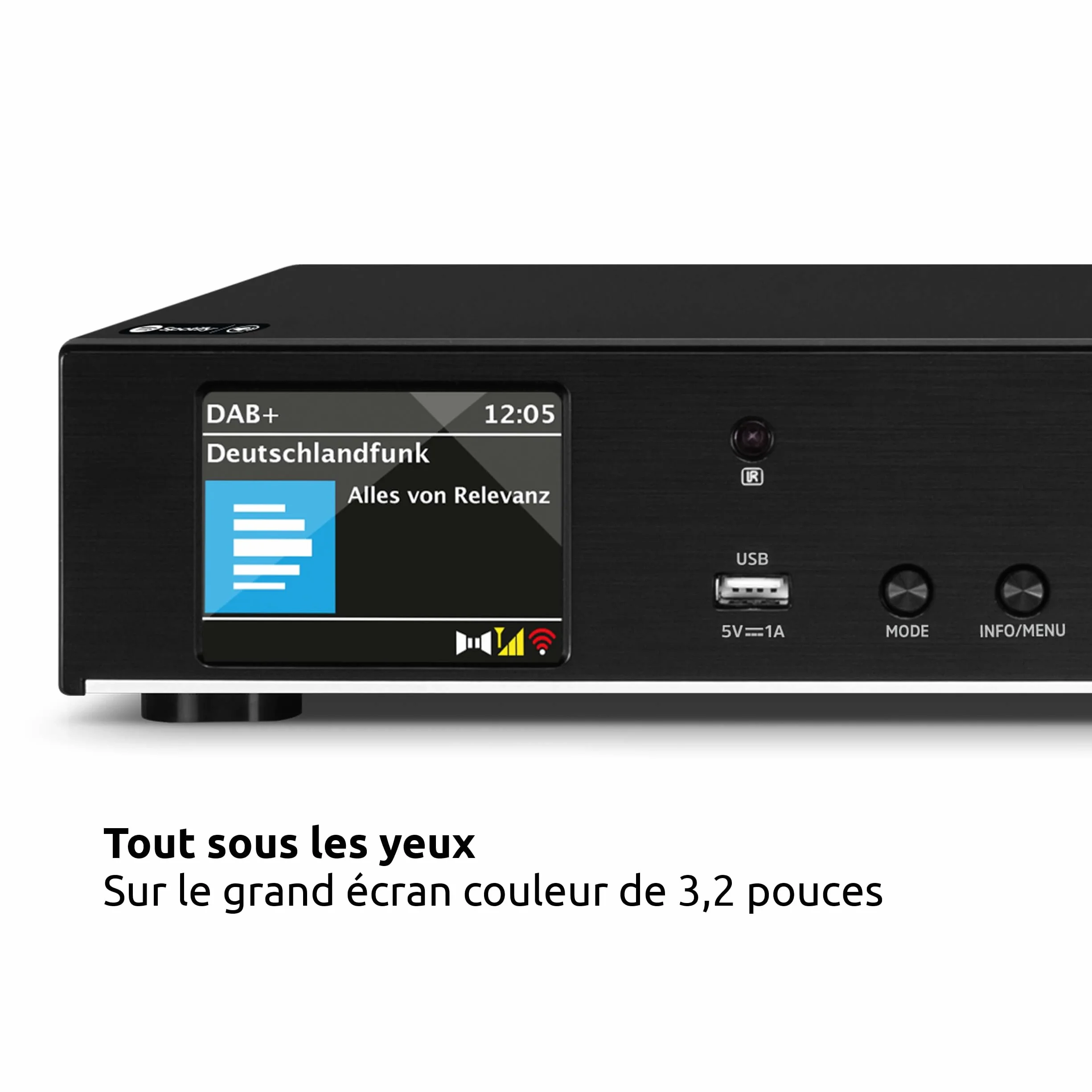 TechniSat DIGITRADIO 143 (V3) - Tuner HiFi Internetradio (Radio numérique Dab+, Streaming Audio Bluetooth, Spotify Connect, antenne Filaire, télécommande, Largeur 43,5 cm) Noir
