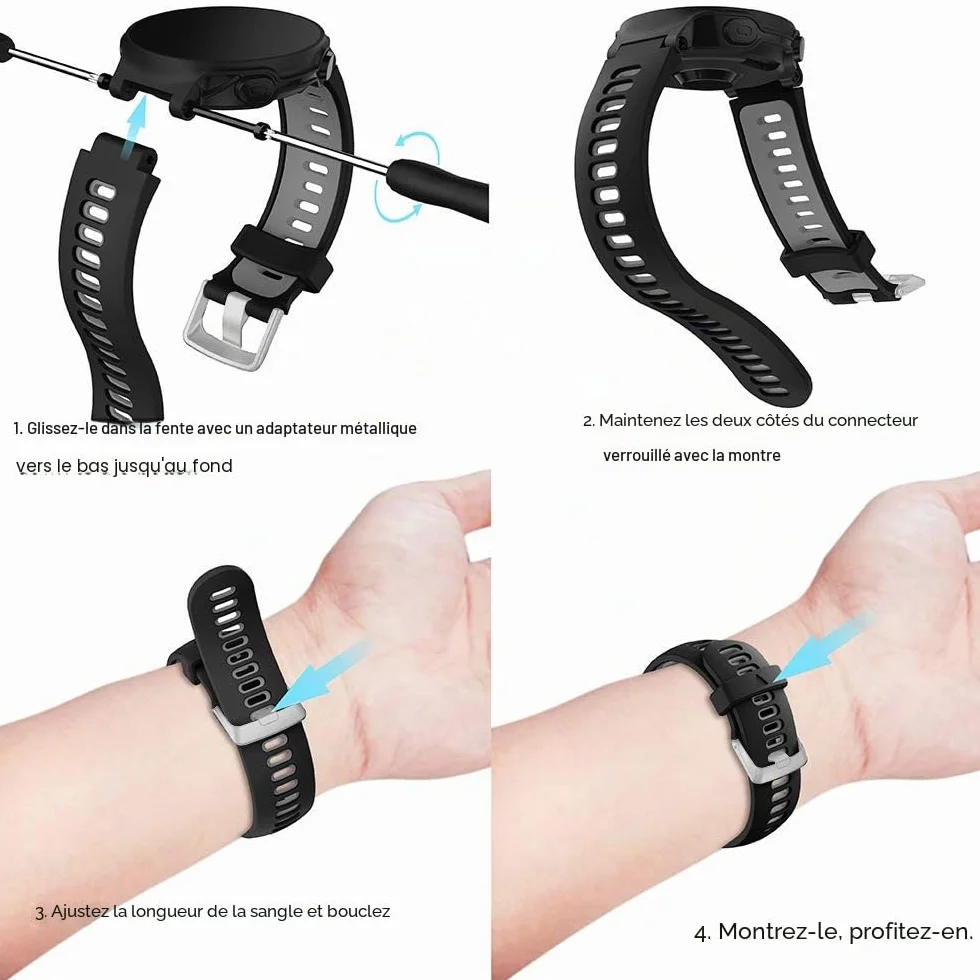 Bracelet pour Forerunner 735XT 235 235Lite 230 220 620 630, Bracelet de Remplacement Libération Rapide en Silicone Mince