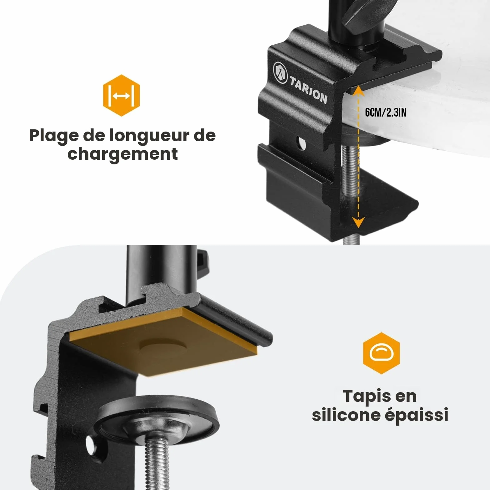 TARION Support de Bureau pour Appareil Photo trépied aérien Bras articulé Flexible à 360° avec vis 3/8' et vis 3/8' à 1/4' Reflex numériques Projecteur Ring Light TKB01