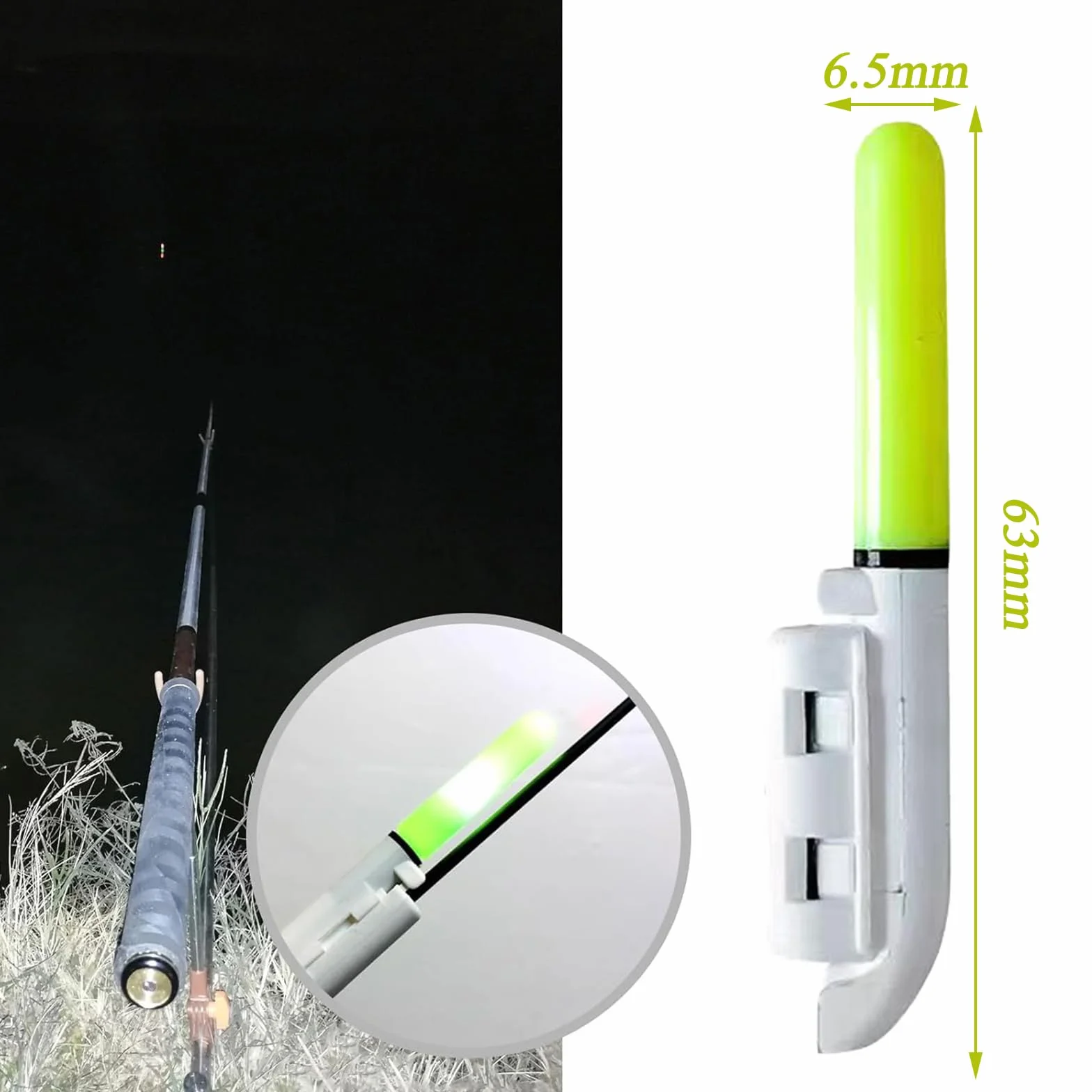 Lot de 6 détecteurs de touche LED étanches pour la pêche en mer, avec piles