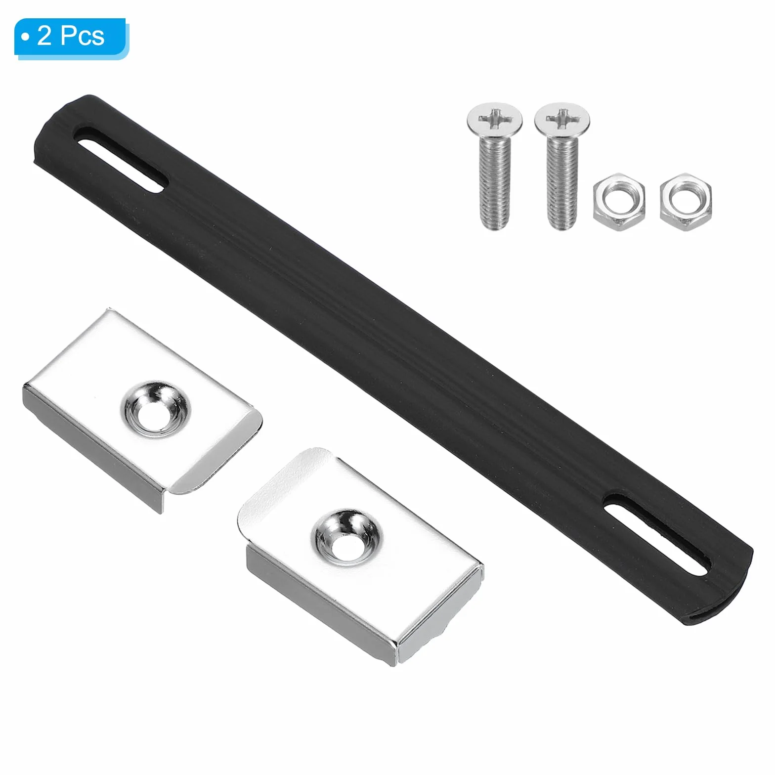 PATIKIL Poignée de Remplacement 7,8 Pouces, 2 Pièces Poignée de Sangle en Caoutchouc pour Enceintes d'Amplificateurs avec Embouts Métalliques et Accessoires de Fixation, Ton Argent