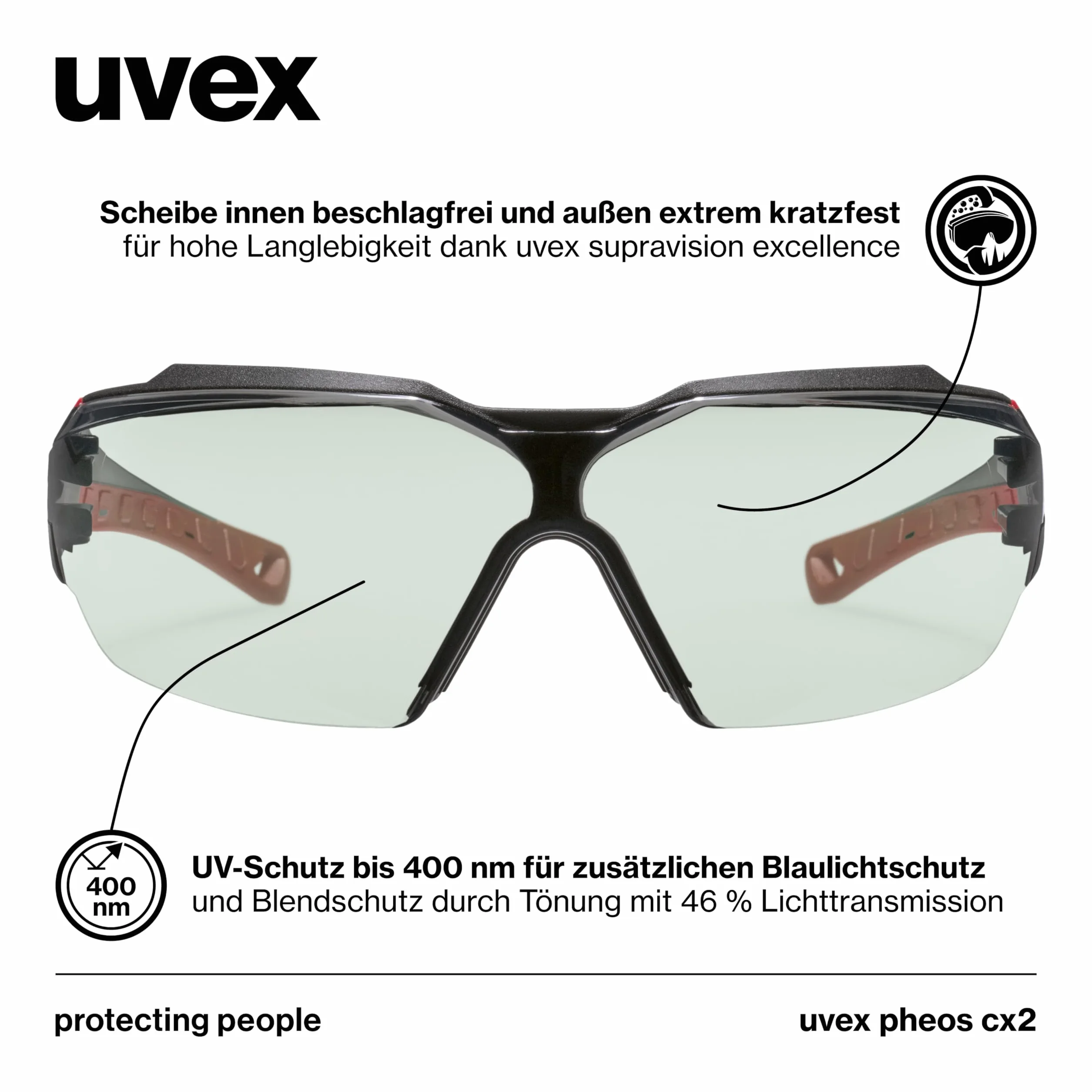 Uvex pheos cx2 Lunettes de protection infrarouge UV soudage anti-buée anti-rayures