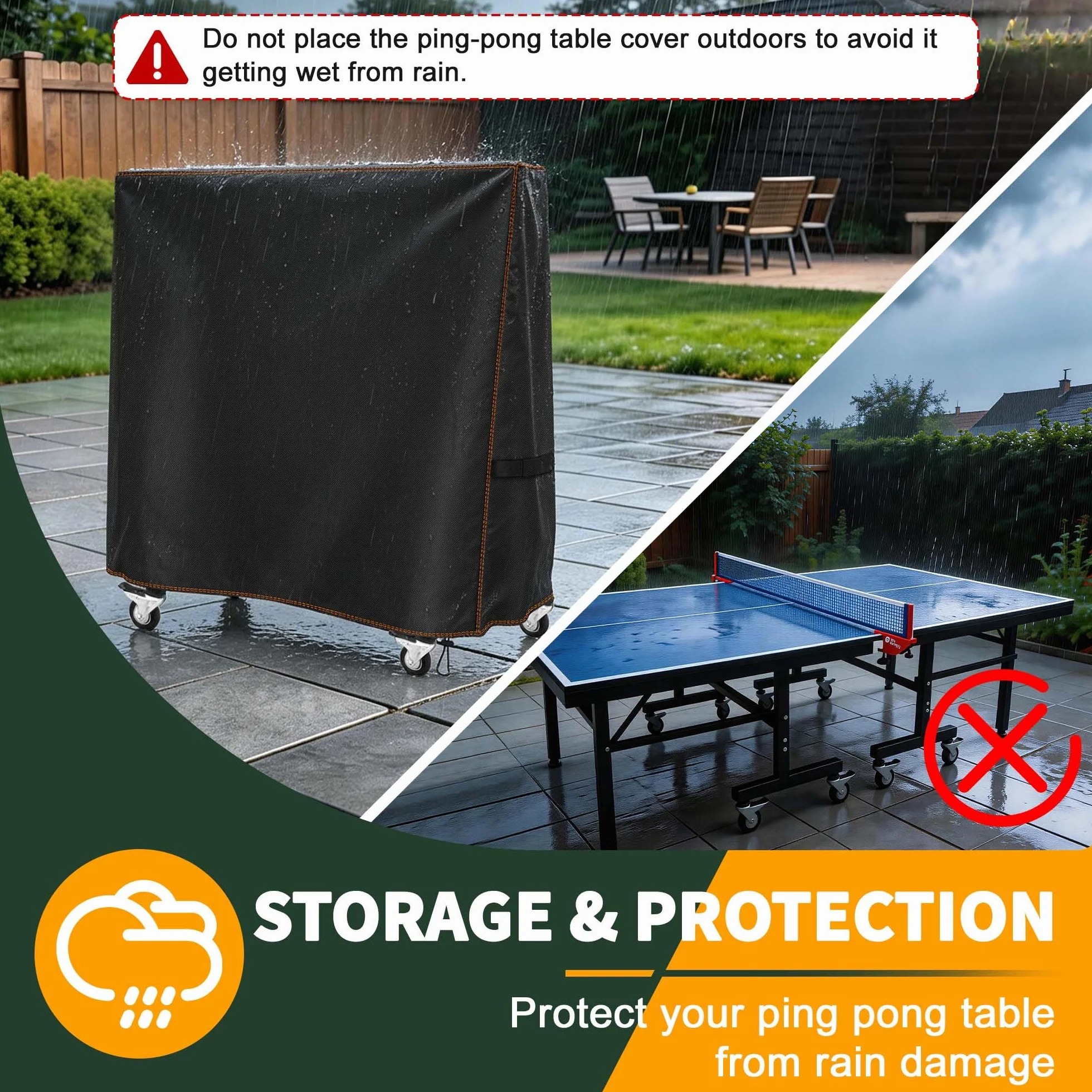 Housse de table de ping-pong imperméable 165 x 185 cm