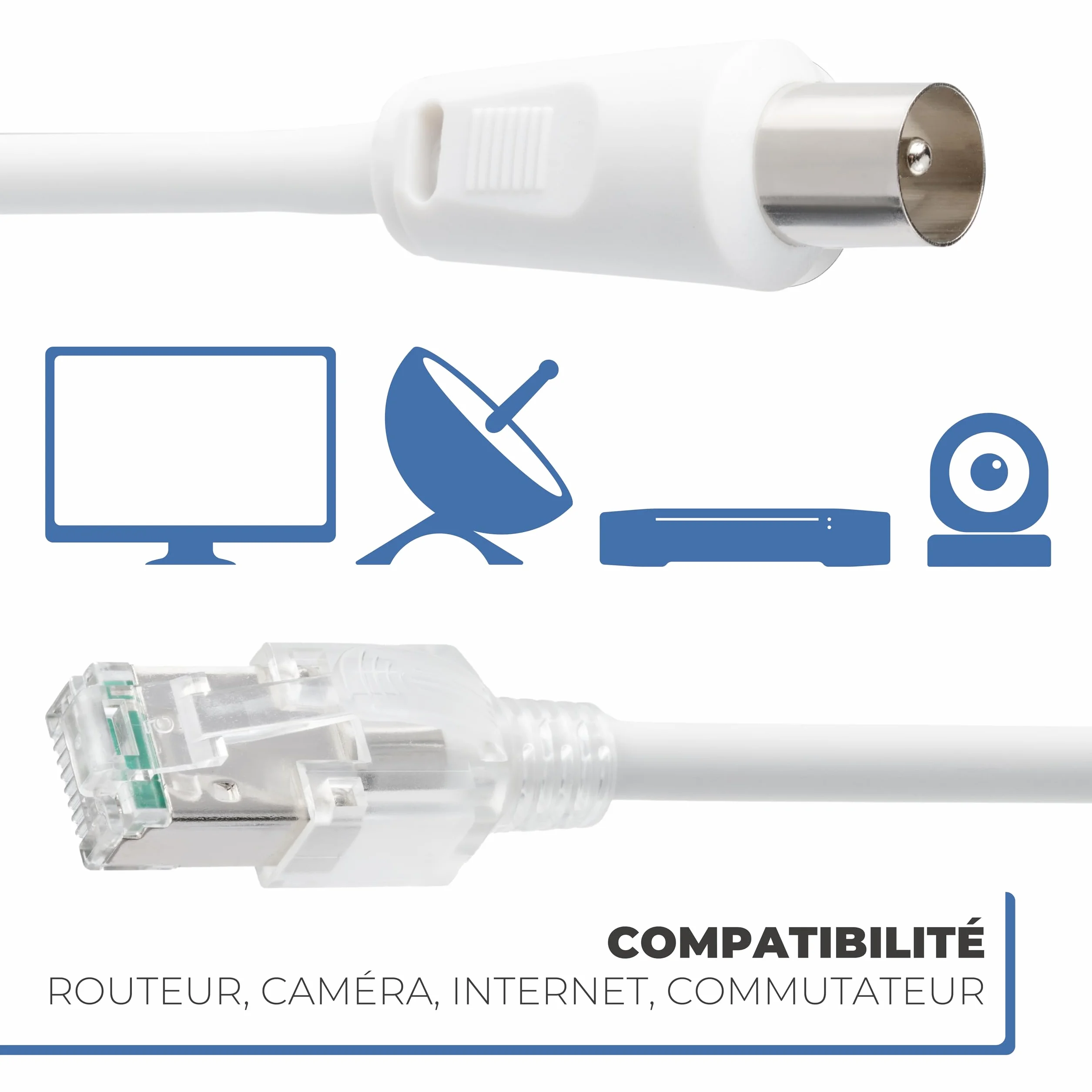 APM France, 408025, Câble Rj45 / Coaxial, 2M