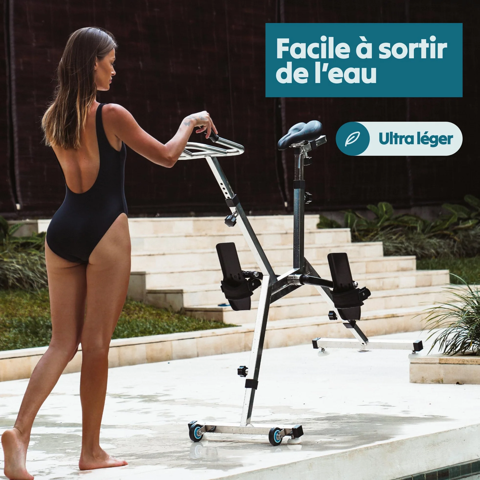 Lovee Aquabike II S'ajuste à Votre Taille 1,5m à 1,98m Selle Confortable Pédalage Réglable Bleu Marine
