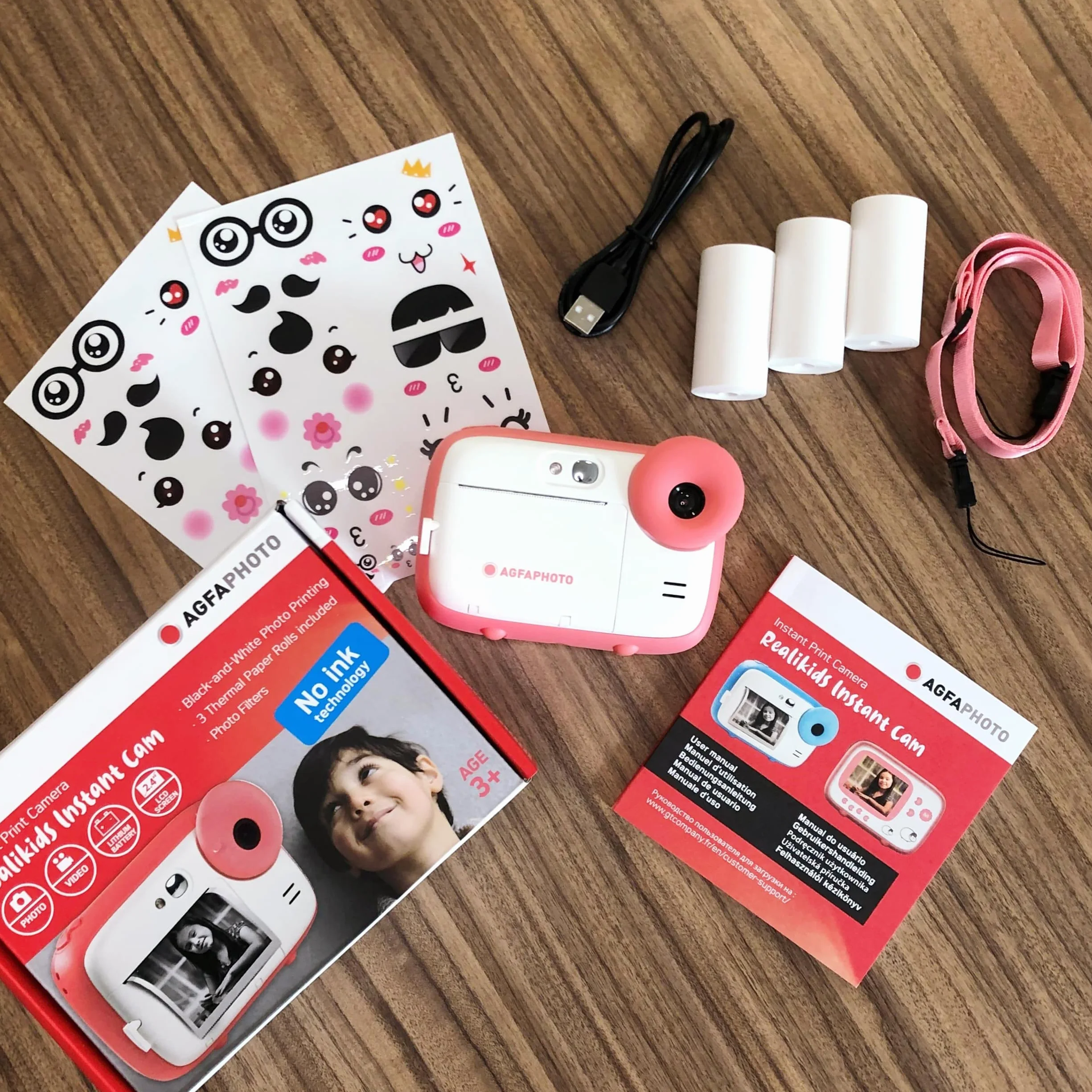 AgfaPhoto Realikids Instant Cam - Appareil Photo Instantané pour Enfant, Photo/Video, Ecran LCD 2,4', Port Micro SD, Batterie Lithium, Miroir Selfie et Filtre Photo
