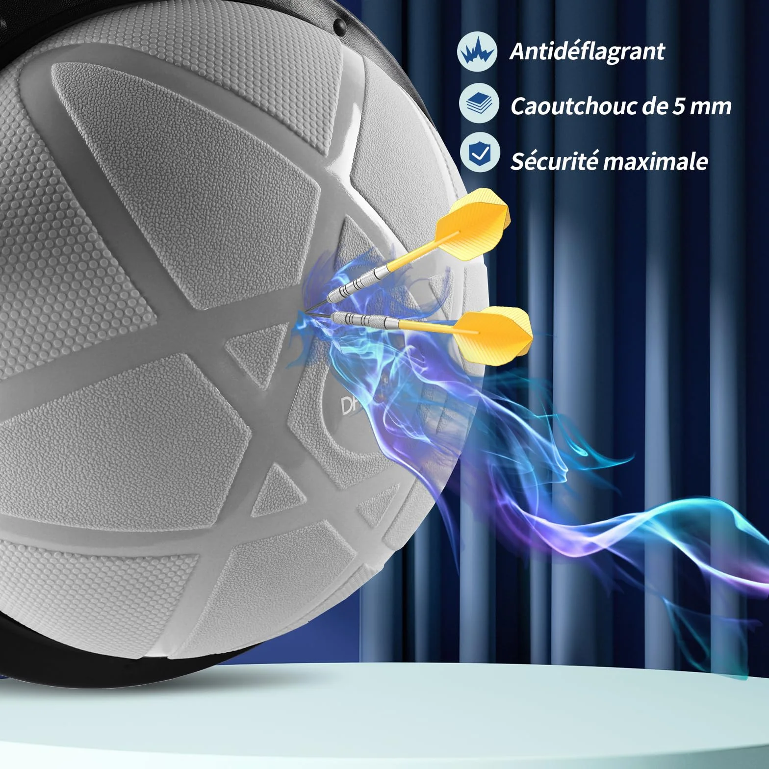 Ballon d'équilibre yoga 60 x 22 cm 200 kg demi-ballon gymnastique planche d'équilibre pompe bandes fitness
