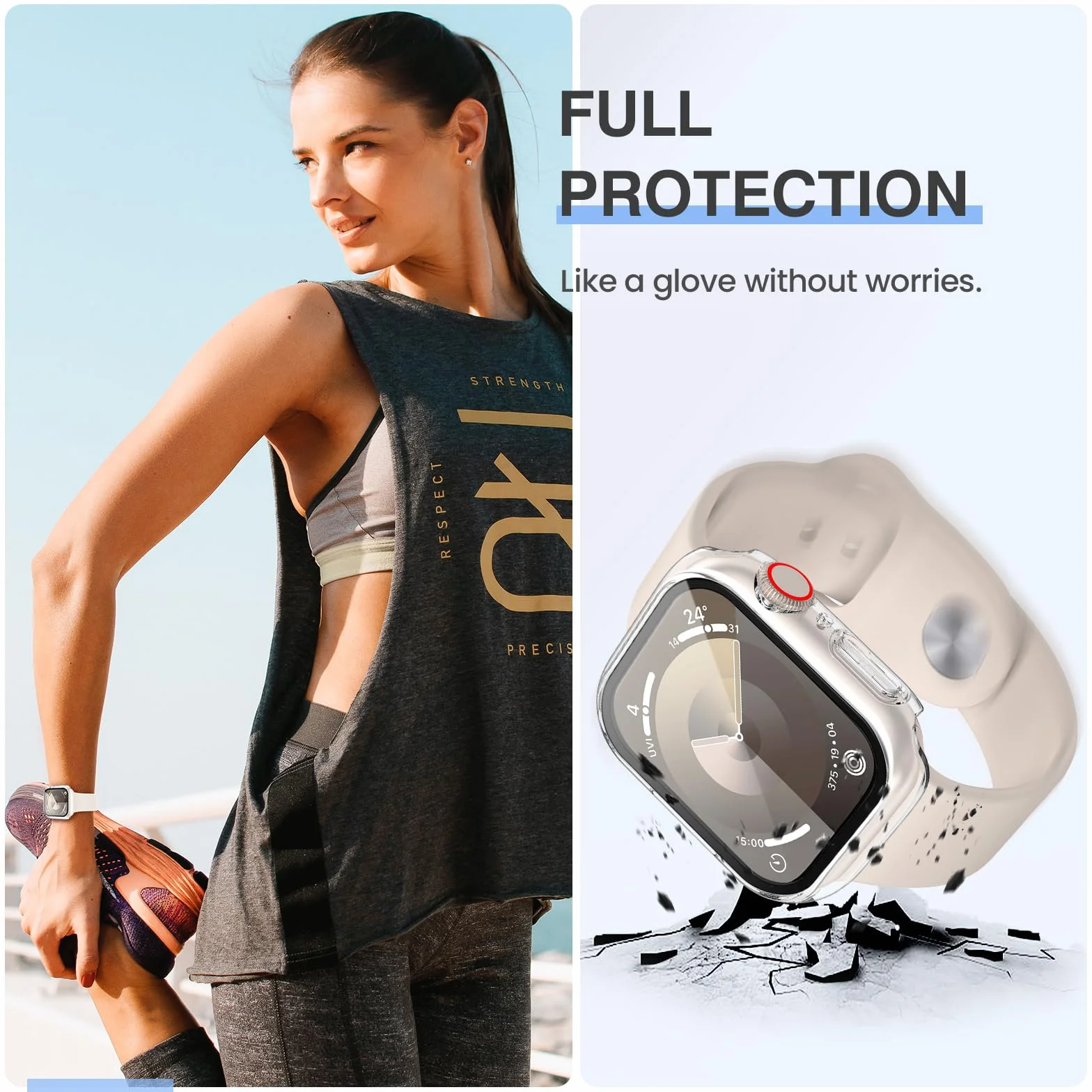 Kamita [3Pièces] Coque pour Apple Watch Série SE 3/SE 2/6/5/4 40mm, Étui de Protection avec Protecteur d'écran en Verre Trempé, PC Bumper Case Antichoc Housse pour iWatch 6/iWatch 5/iWatch4 (Clair*3)