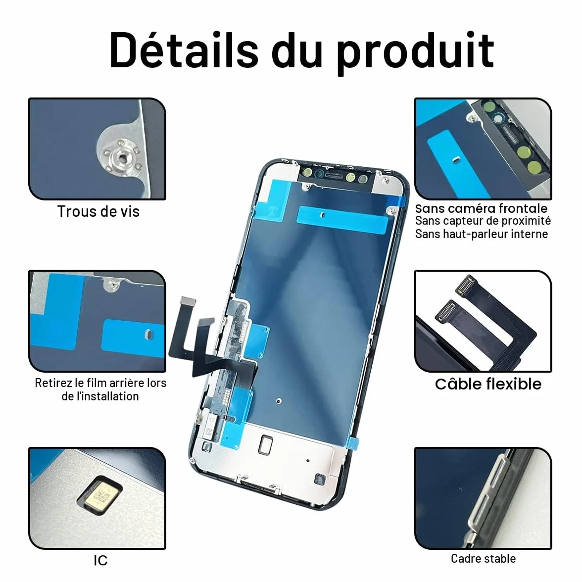 Dinow Écran Tactile de Rechange pour iPhone 11 d'écran LCD 6,1"(Noir) iphone 11 Ecran Tactile Digitizer Assembly +Kit De Réparation Complet Modèle: A2111, A2223, A2221