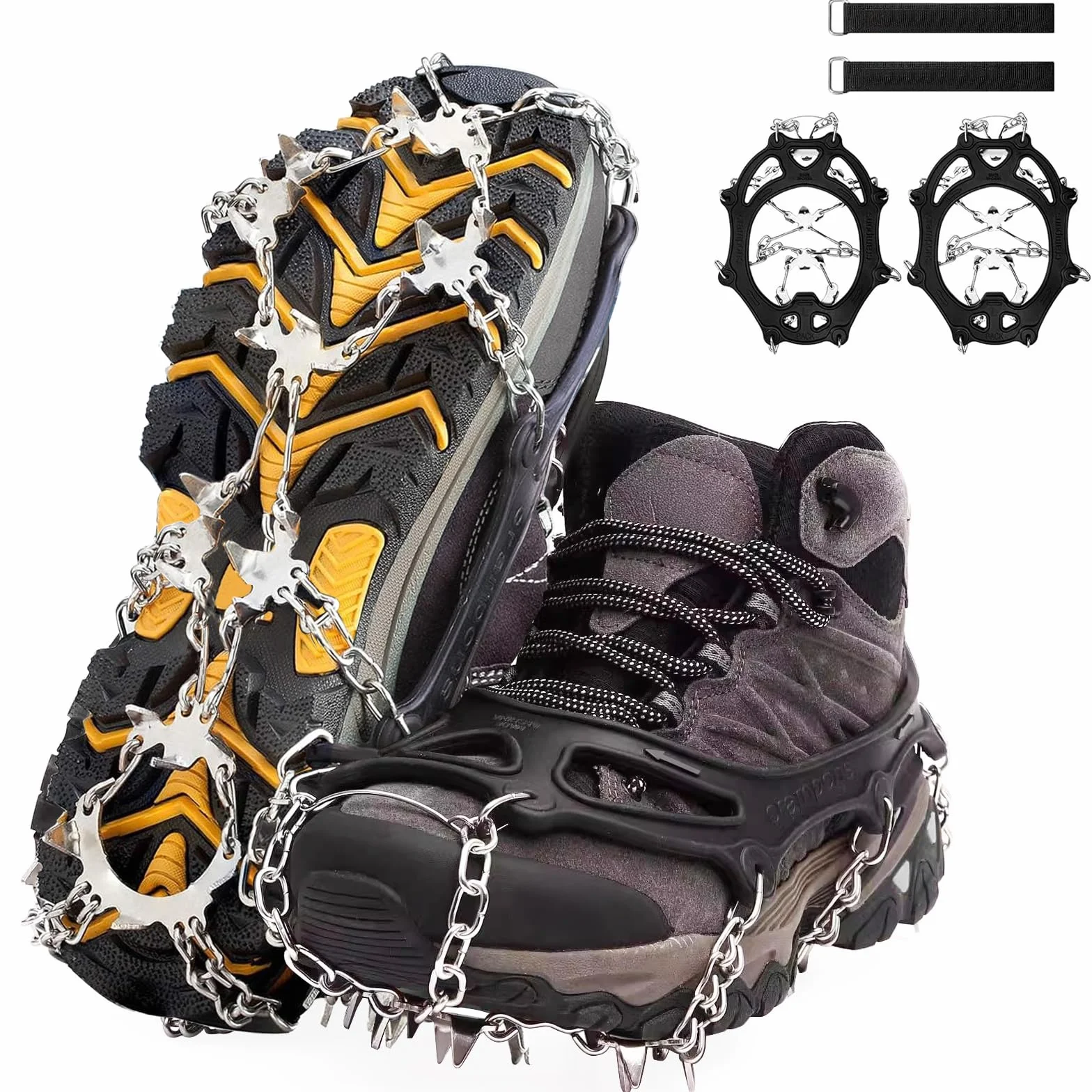 Grödel Crampons pour Chaussures de randonnée, Acier Inoxydable épaisses, Antidérapants Homme
