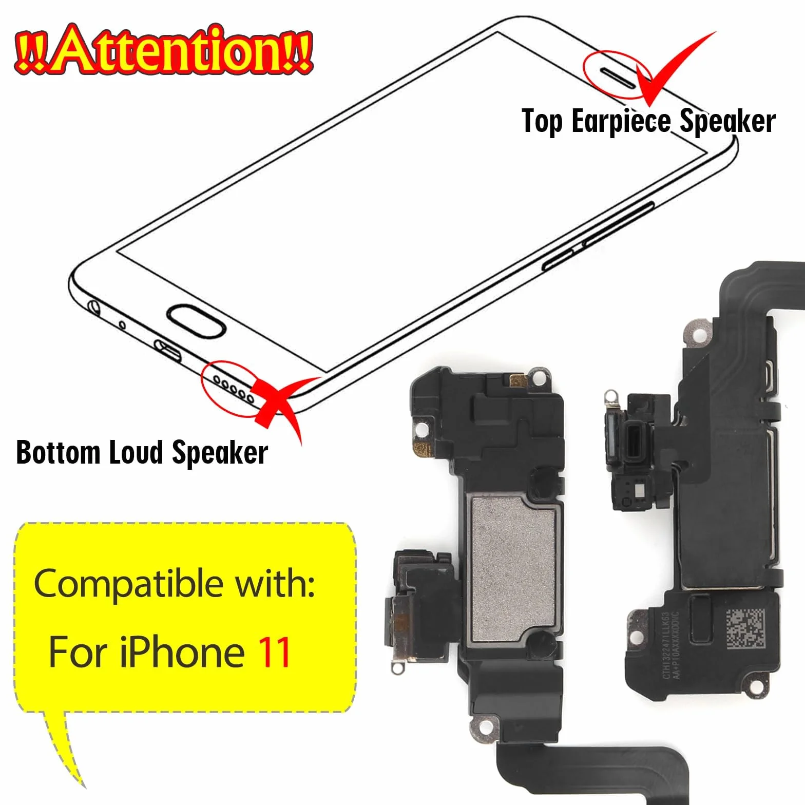 RongZy Haut-Parleur Remplacement pour Apple iPhone 11 Speaker Sonnerie De Réparation,avec Outils