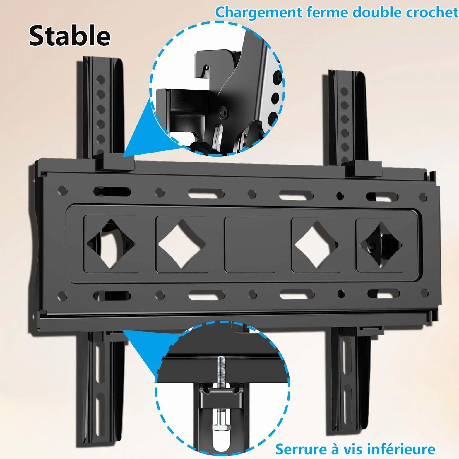 Support Mural TV inclinable pour la Plupart 32 à 68", VESA Jusqu’à 400x400mm et Charge maximale 60 KG, 40 43 50 55 58 60 65 Pouces réglable Rack Mural pour TV,Support TV Mural,TV Wall Mount