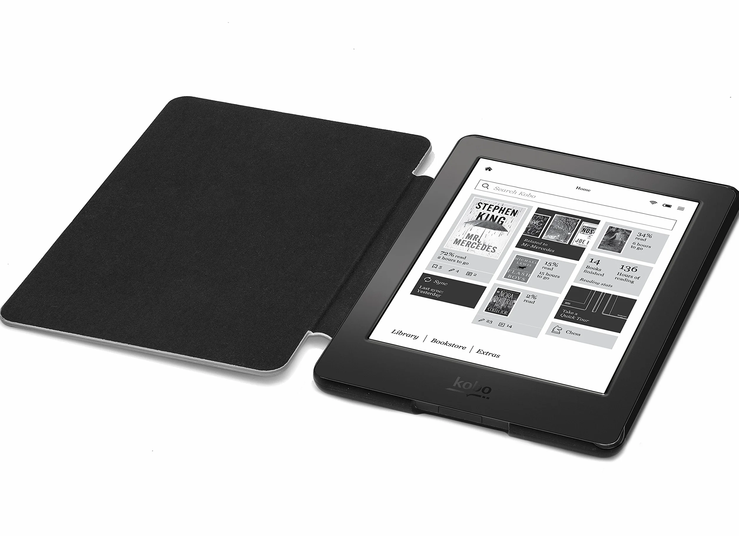 Forefront Cases Étui pour Kobo Aura H2O Edition 1 (Modèle: 2014) - Mince et Léger, Fonction Automatique Veille/Réveil Intelligente Étui, Coque de Protection pour Kobo Aura H2O Edition 1 - Noir