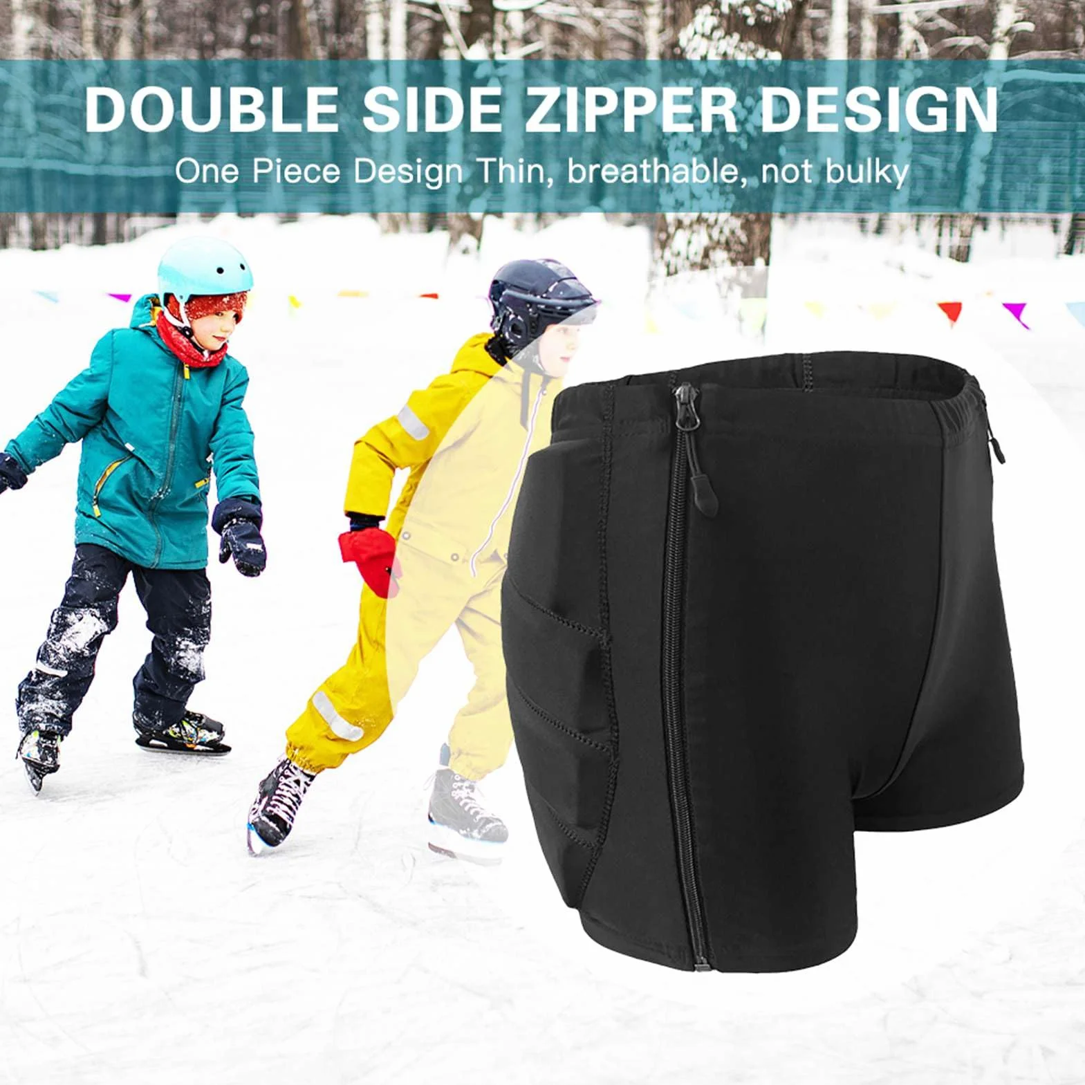 Short rembourré protection hanches fesses coccyx snowboard skate ski amovible respirant