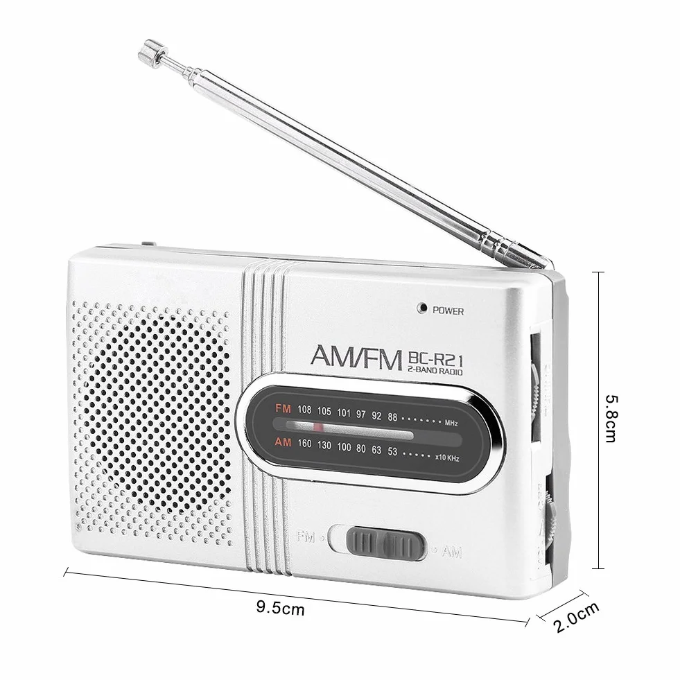 Radio AM FM Portable - Mini Radio avec Antenne Télescopique et Prise Casque, Haut-parleurs Stéréo Récepteur Lecteur de Musique