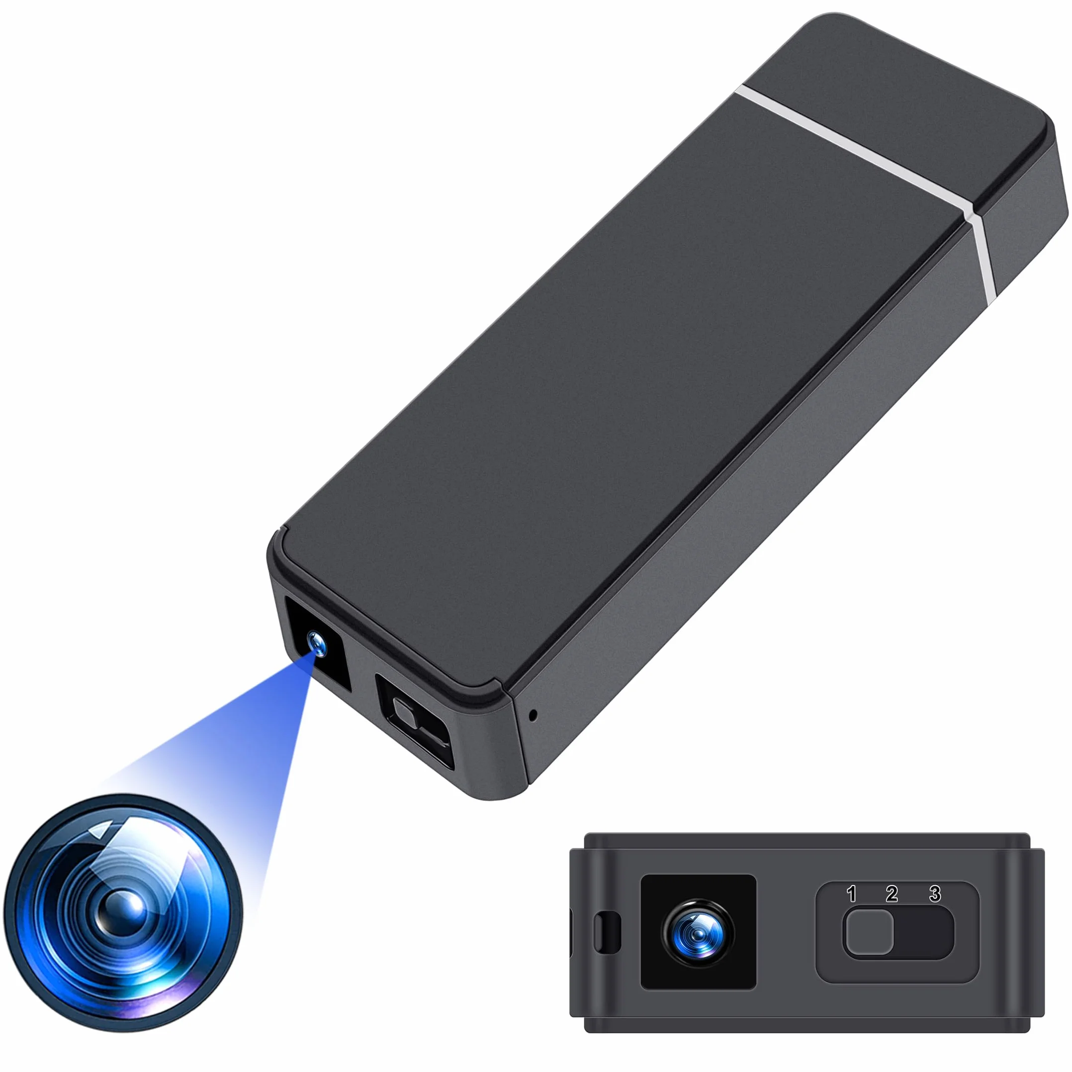 HGYGHO 64GB Caméra Cachée Clé USB, 1080P Mini Caméra Espion Clef USB avec Détection de Mouvement, Petite Camera Surveillance Espion Camera Corporelle Mémoire Stick pour la Maison et du Bureau