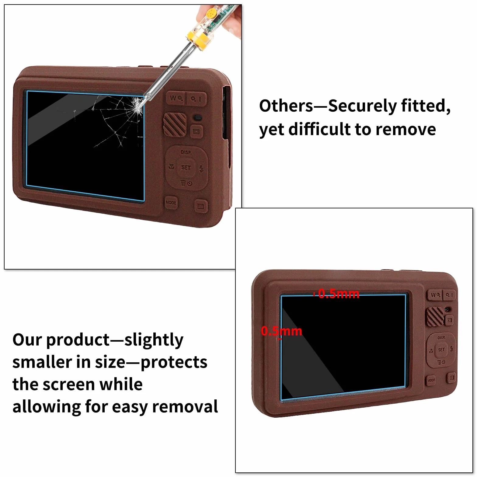 Rieibi Coque Silicone Kodak PIXPRO FZ55 Étui avec Protection d'écran, Housse d'objectif Amovible, Antidérapant
